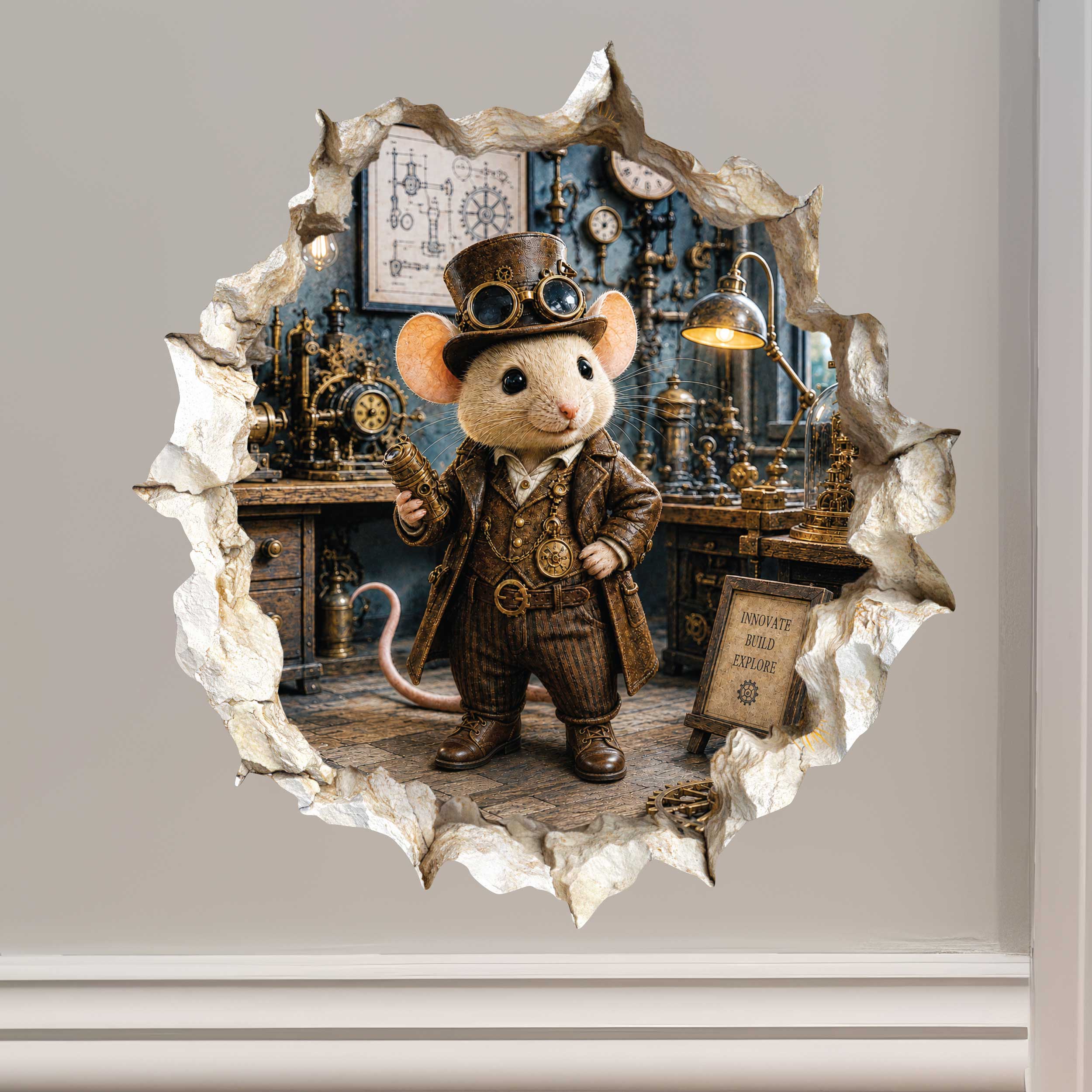 Steampunk Mouse Hole Decal