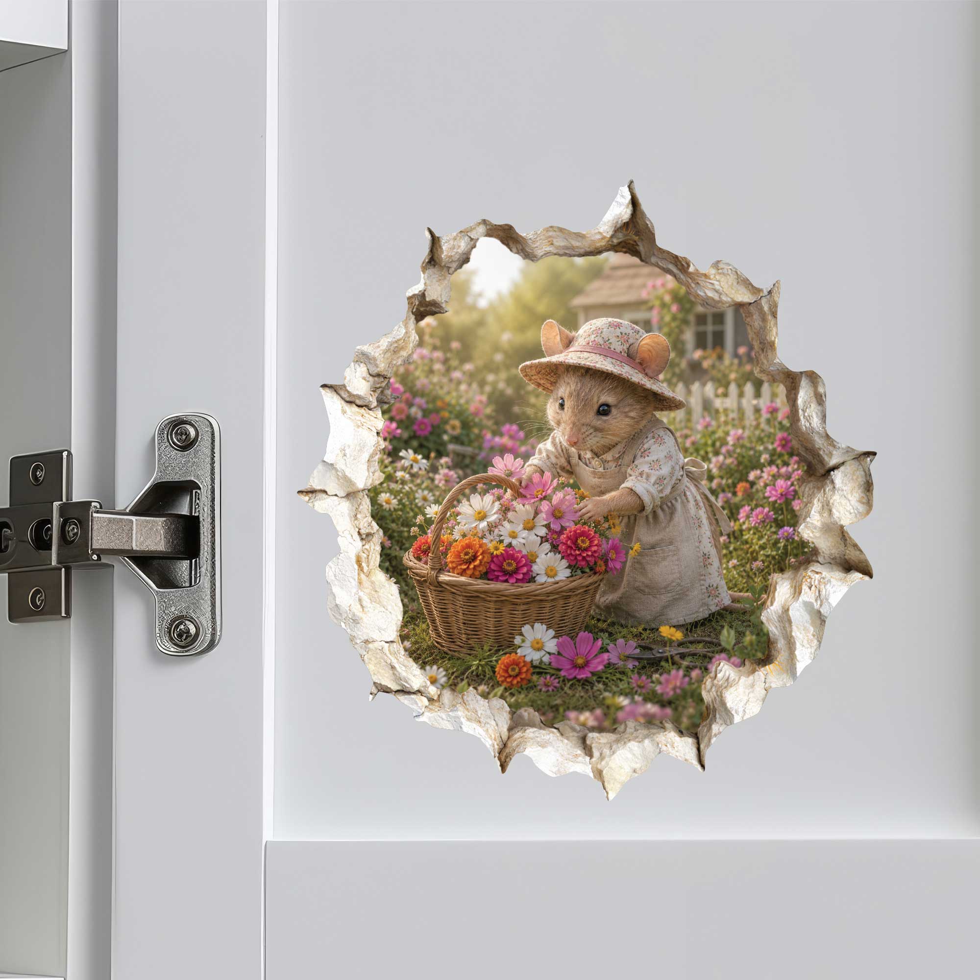 Flower Gardening Gardener Mouse Hole Decal
