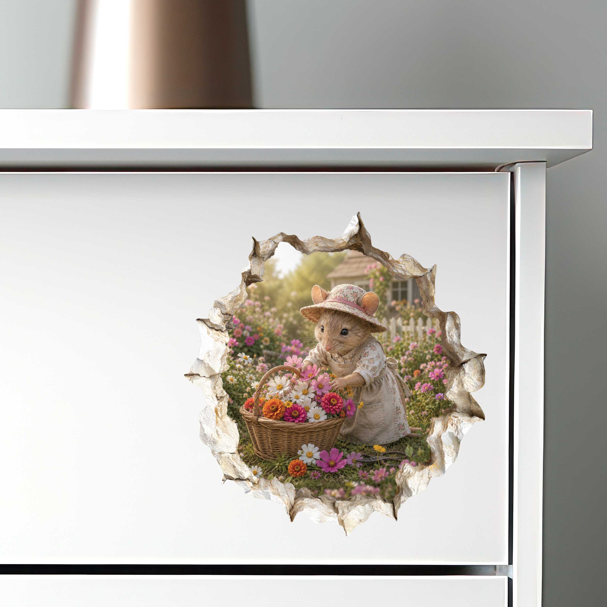 Flower Gardening Gardener Mouse Hole Decal