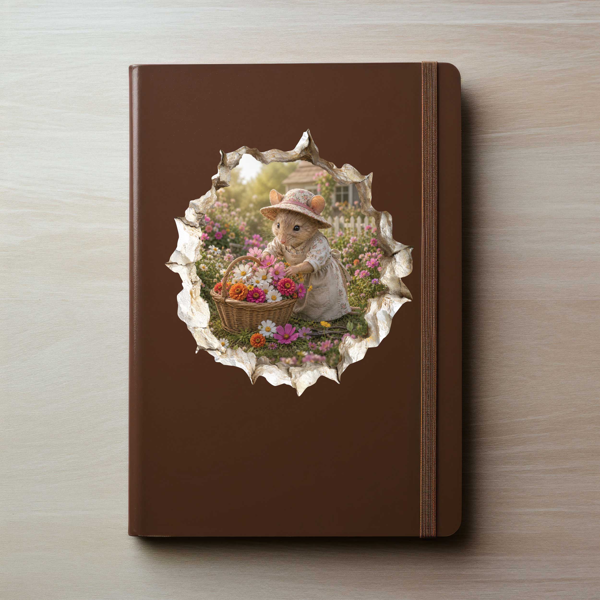 Flower Gardening Gardener Mouse Hole Decal