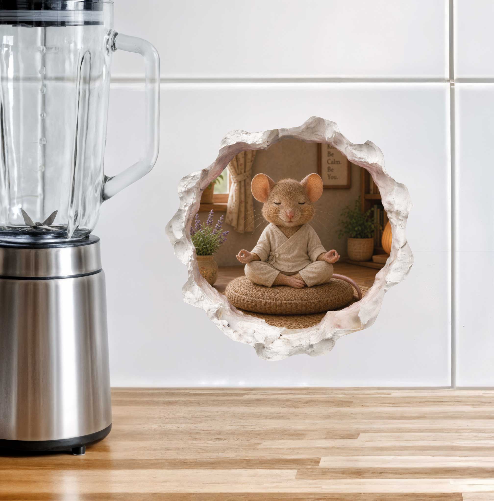 Meditating Yoga Mouse Hole Decal