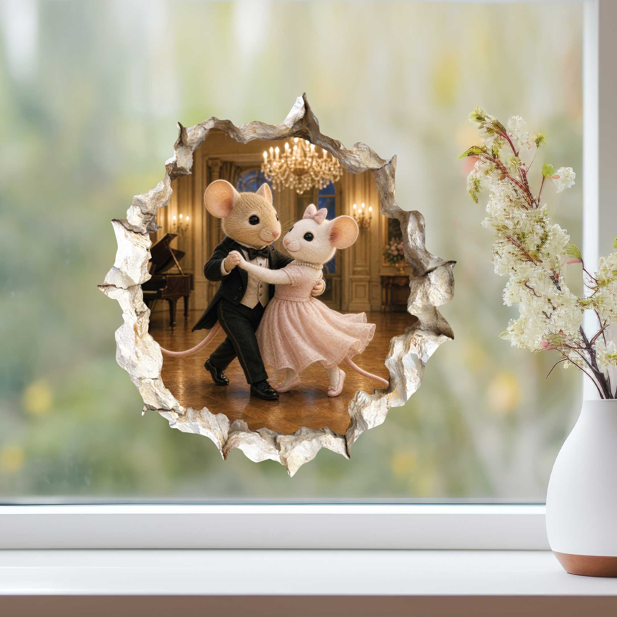 Ballroom Dancers Dancing Couple Mouse Hole Decal