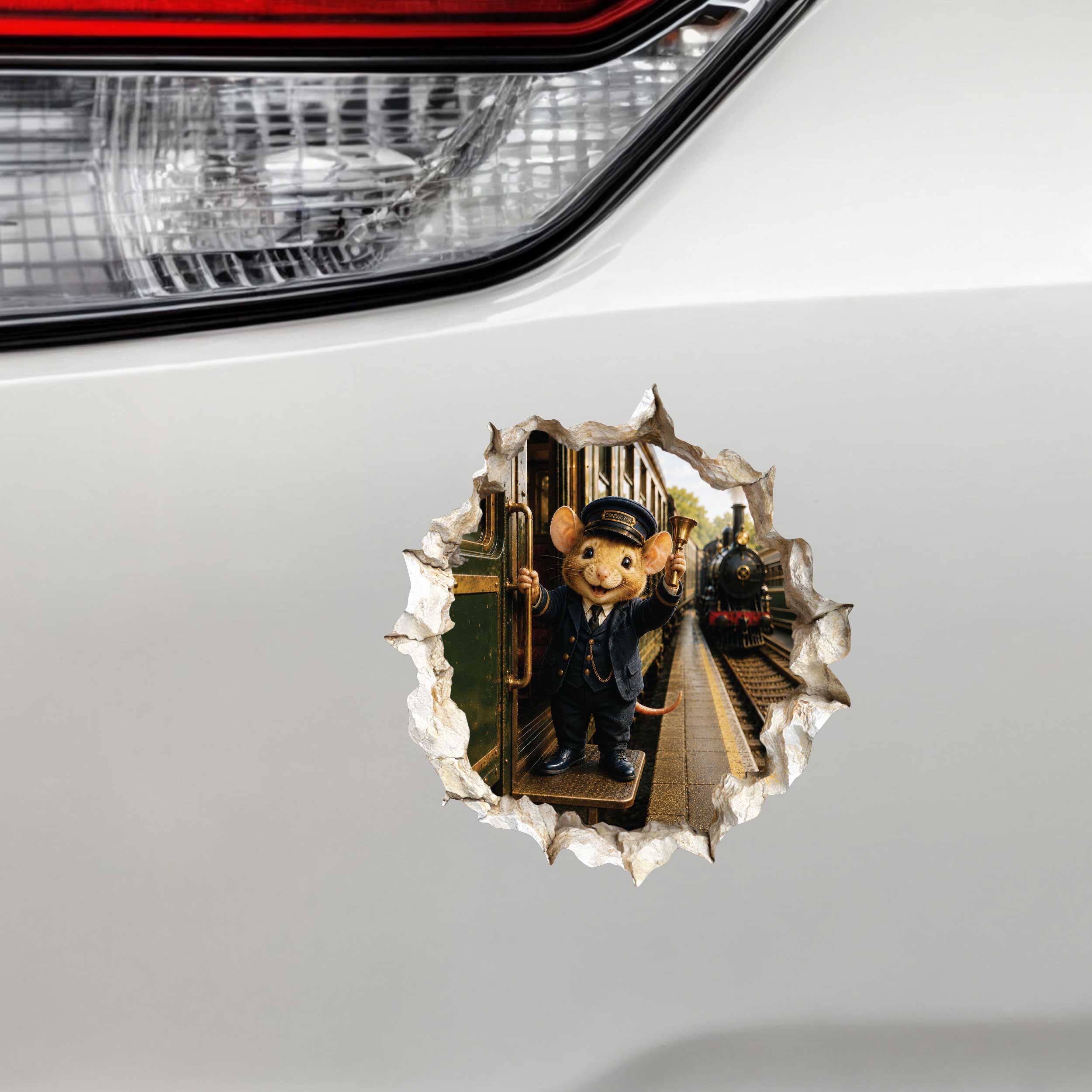 Train Conductor Mouse Hole Decal