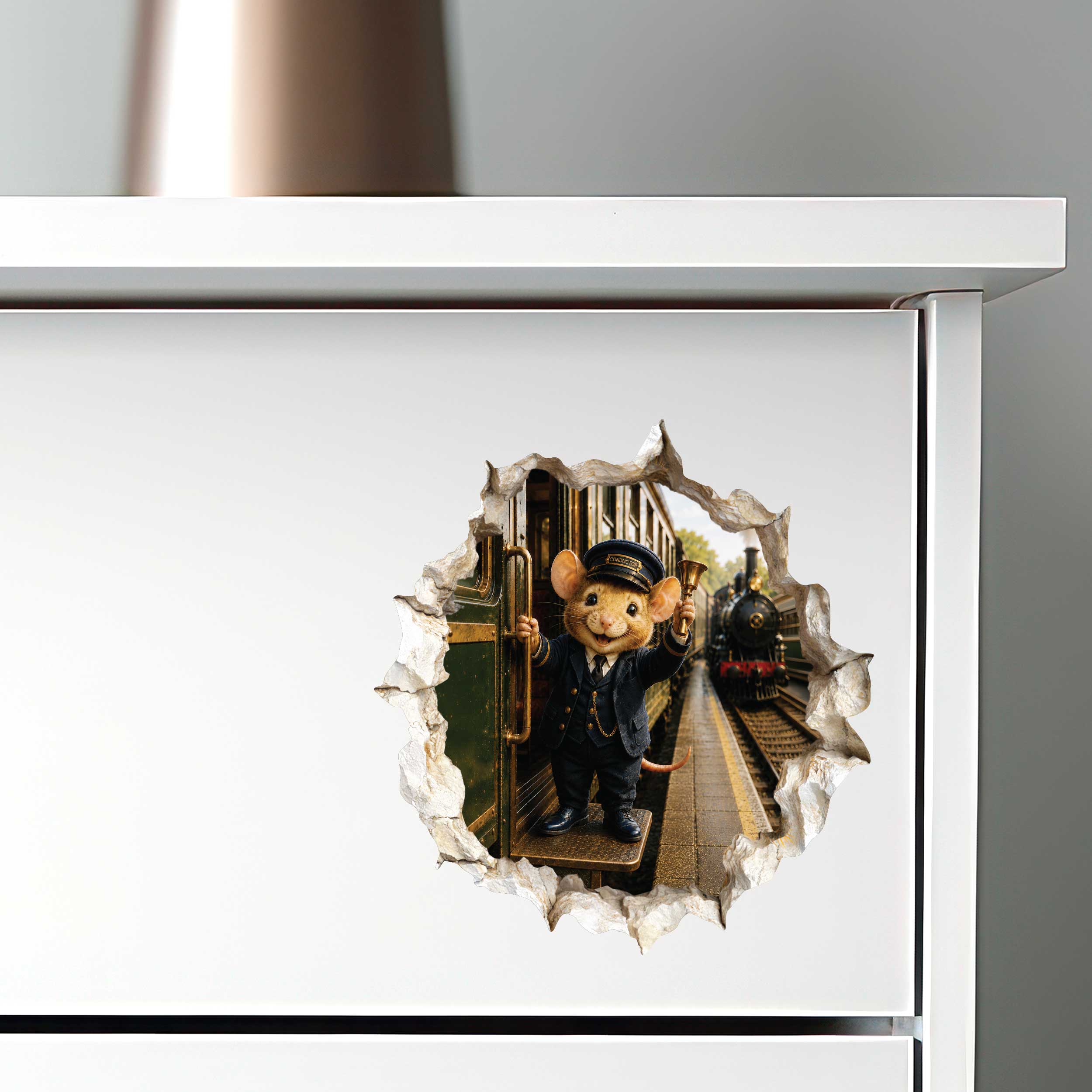 Train Conductor Mouse Hole Decal