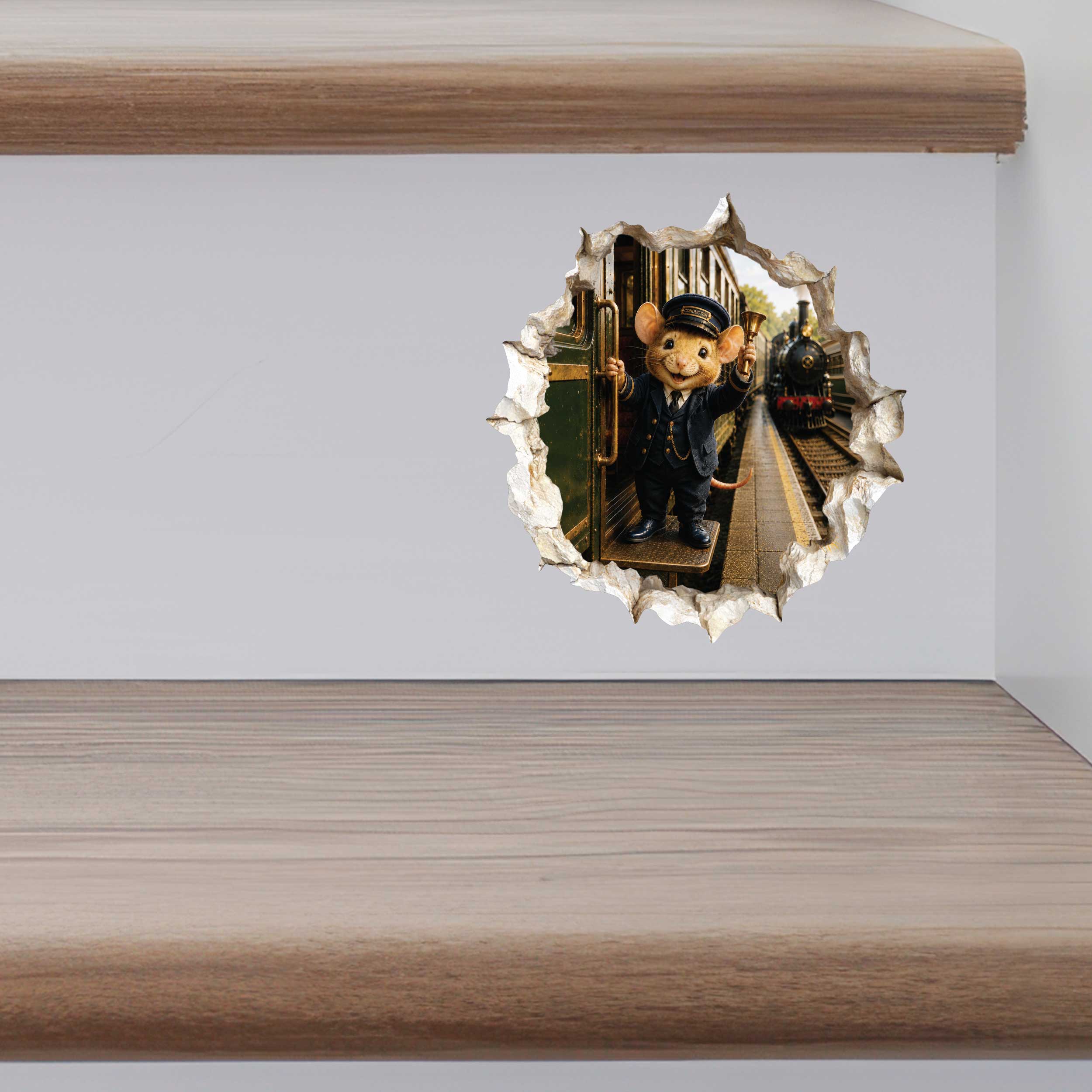 Train Conductor Mouse Hole Decal