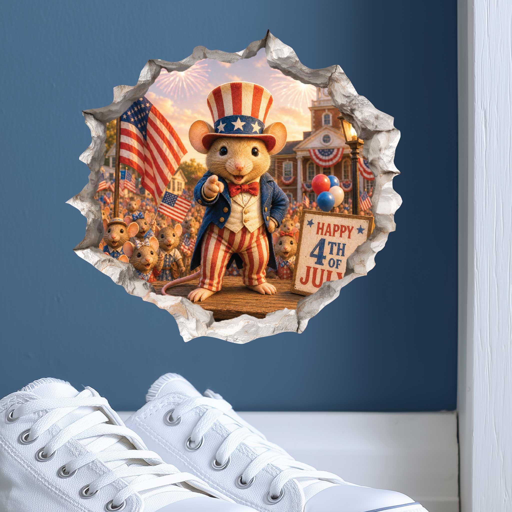 Uncle Sam Fourth of July Independence Day Mouse Hole Decal