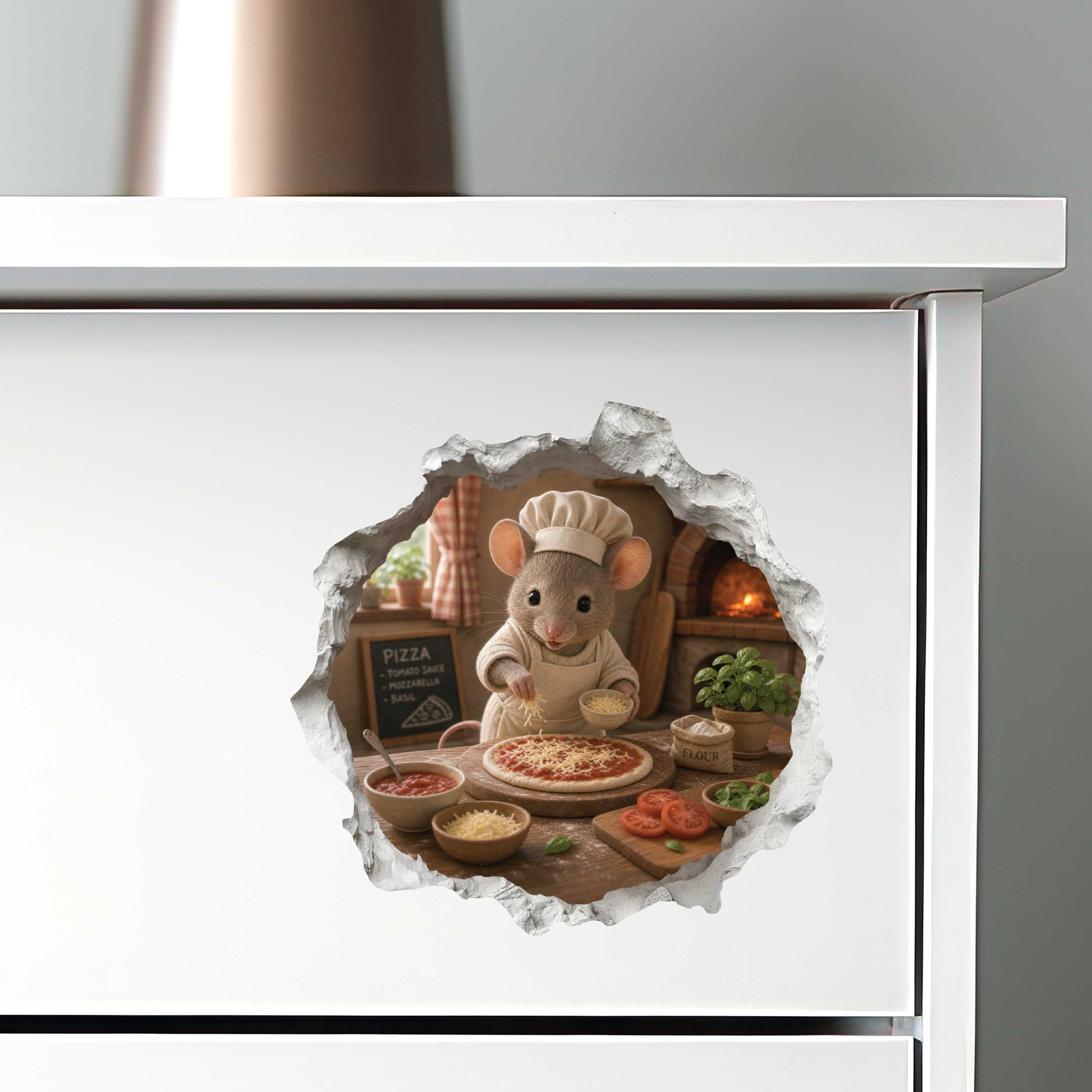 Pizza Mouse Hole Decal