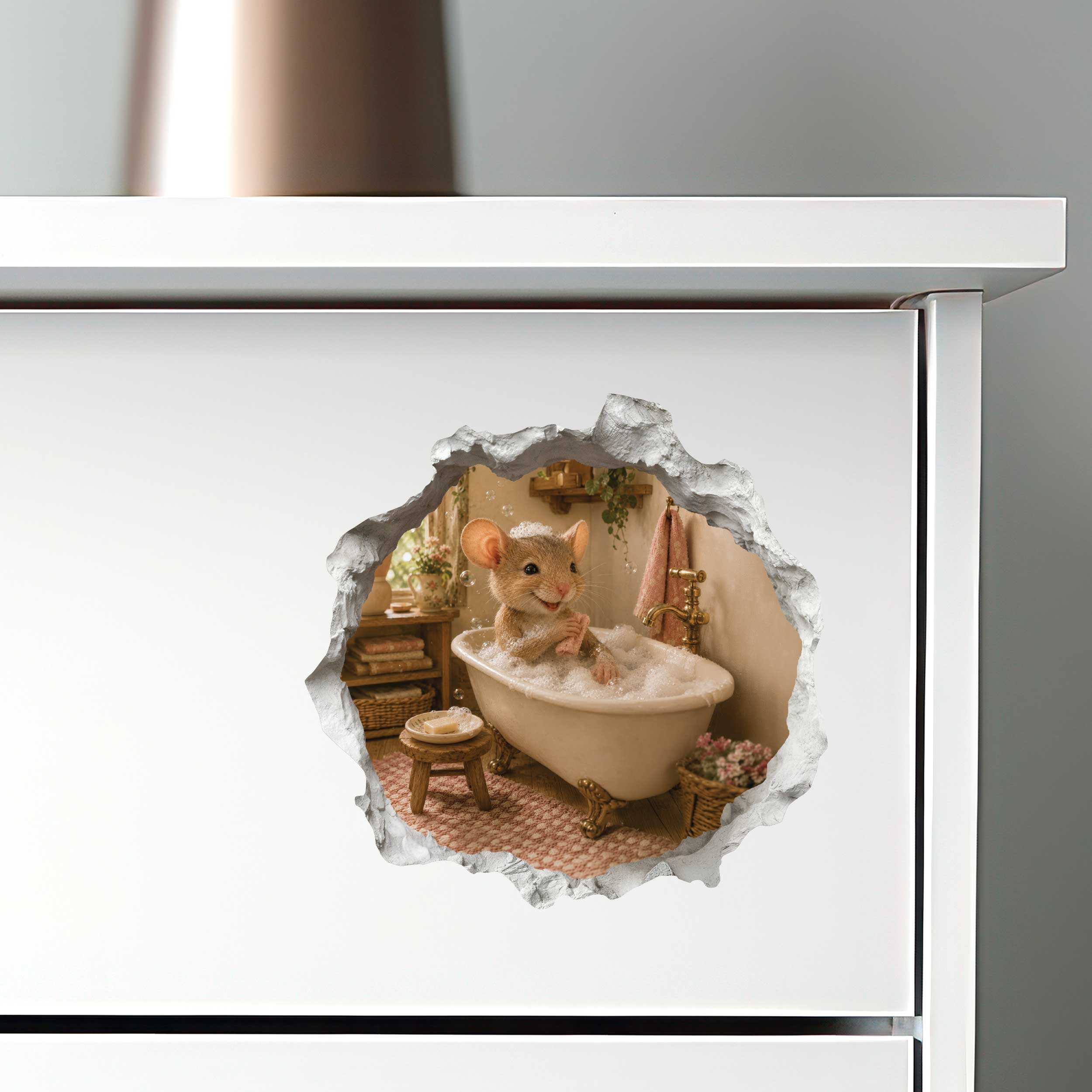 Bubble Bath Mouse Hole Decal