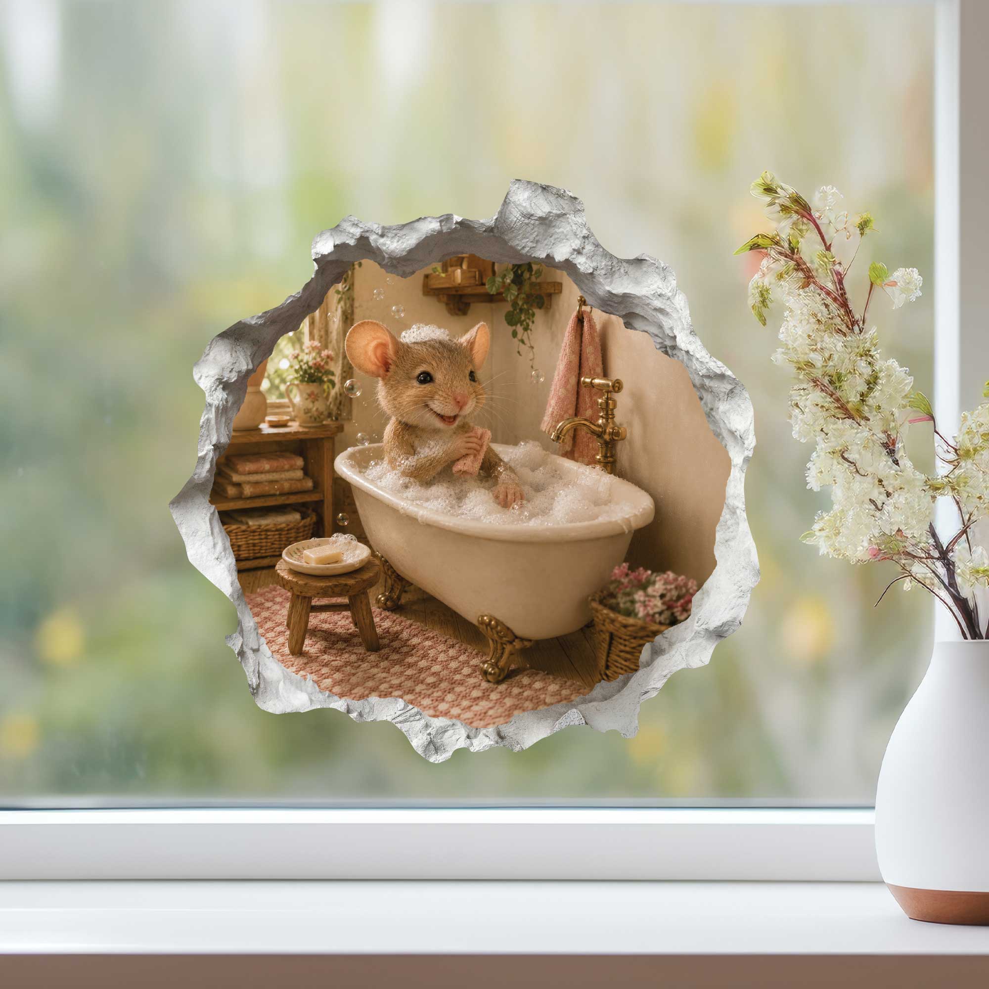 Bubble Bath Mouse Hole Decal