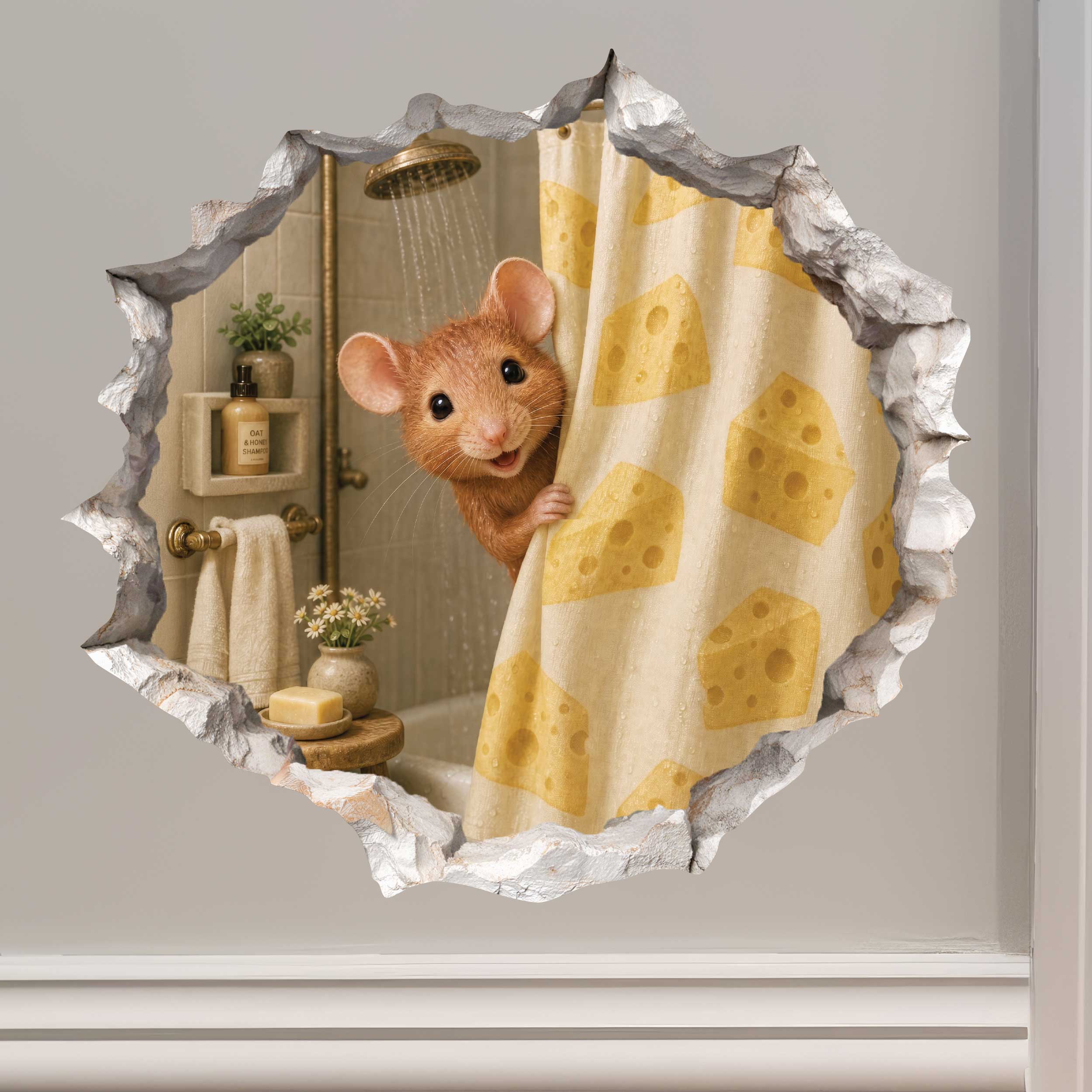 Shower Mouse Hole Decal