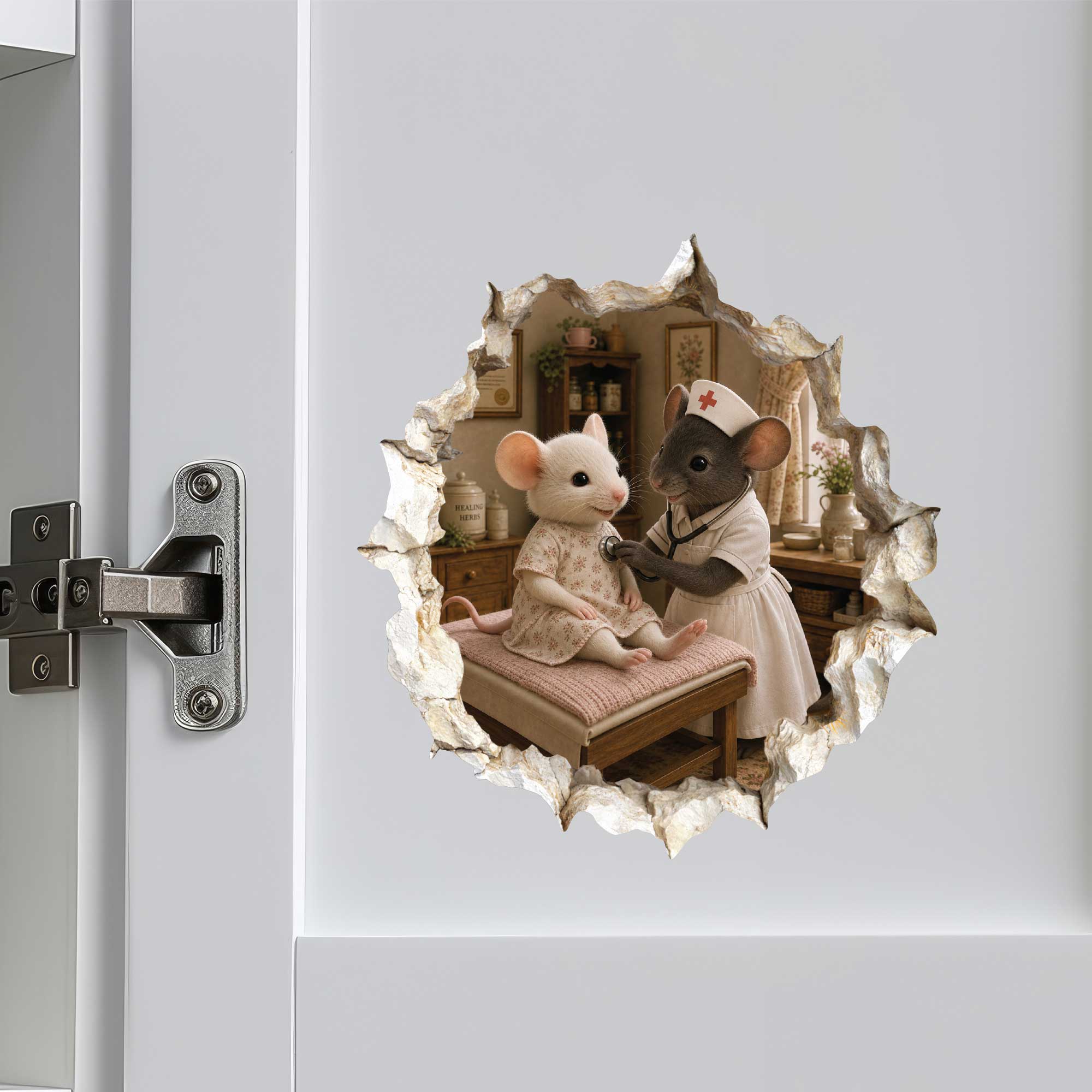 Nurse Mouse Hole Wall Sticker