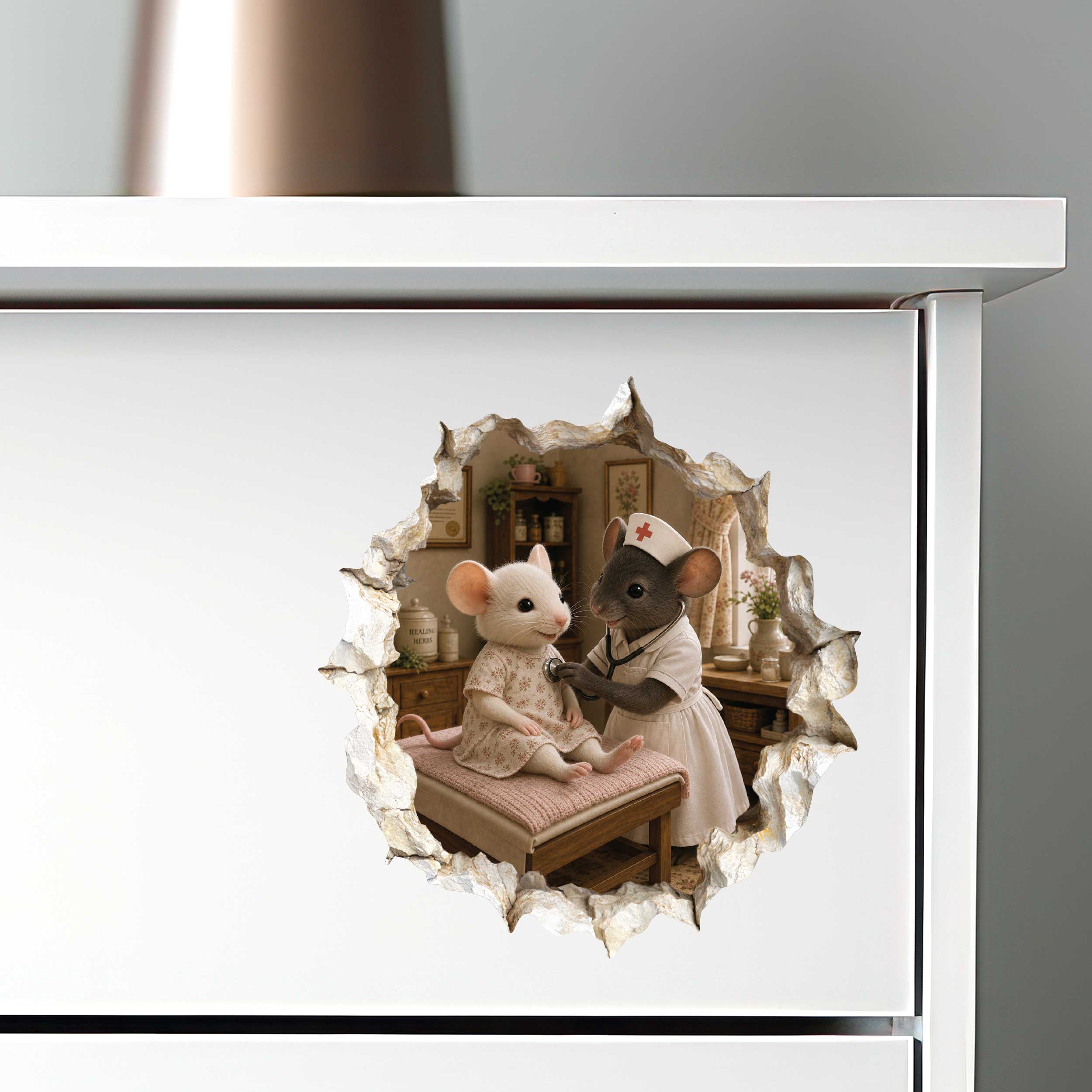 Nurse Mouse Hole Wall Sticker
