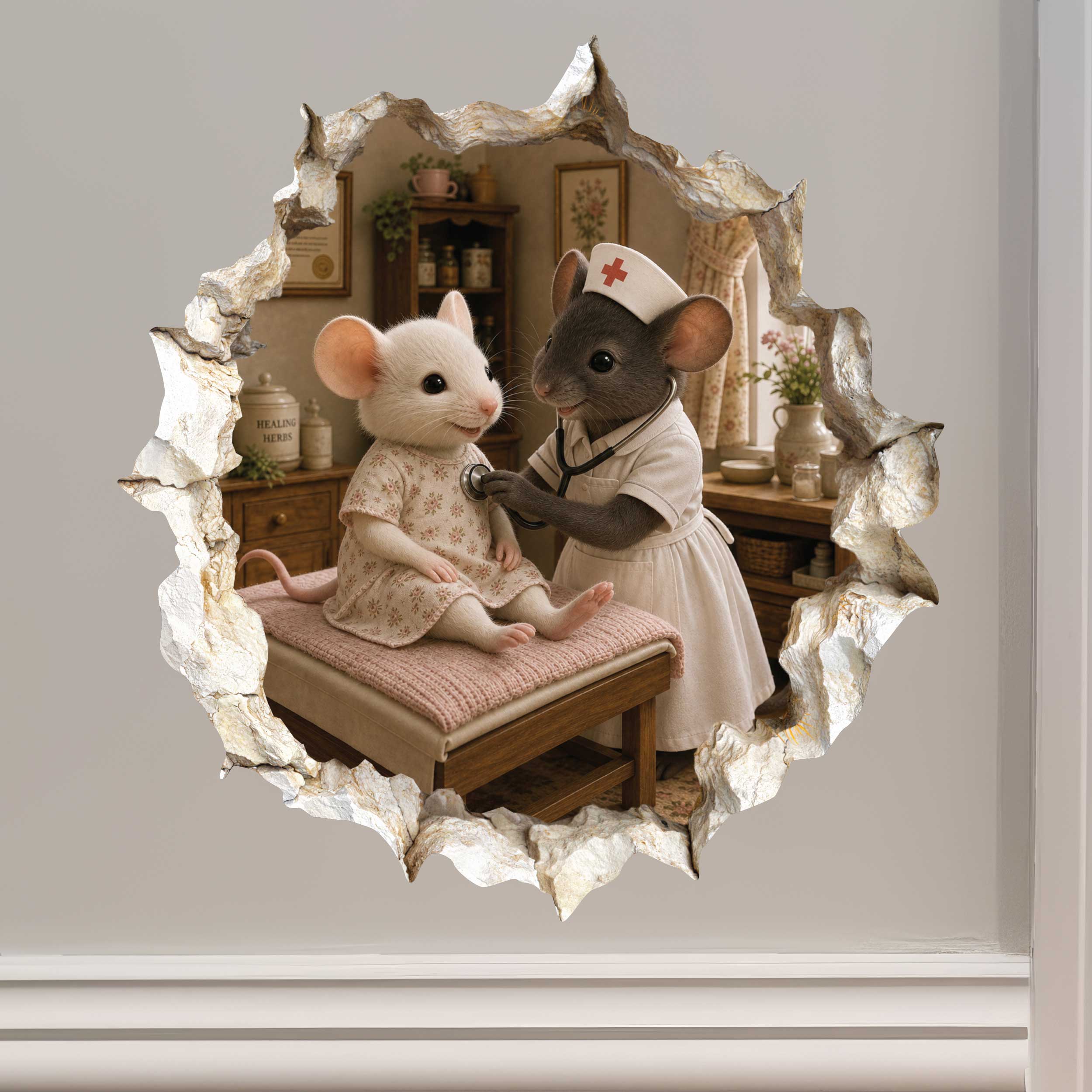 Nurse Mouse Hole Wall Sticker