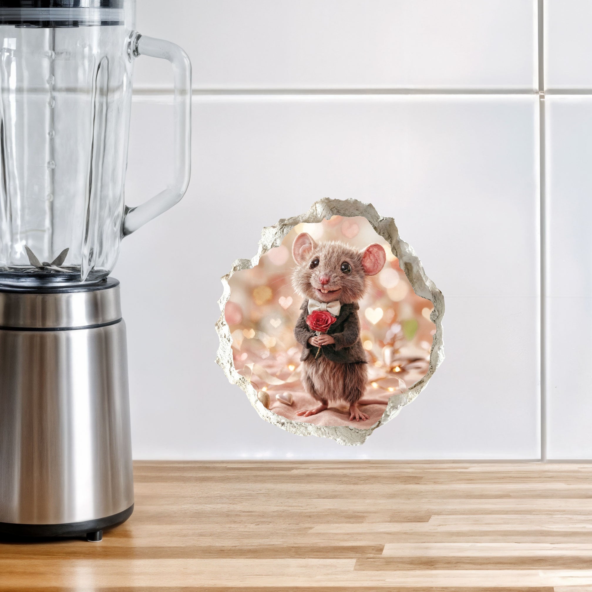 Valentine's Day Rose Mouse Hole Decal
