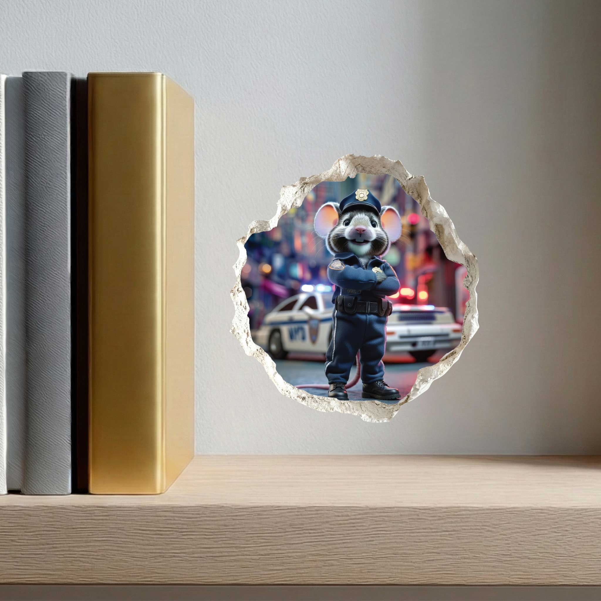 Police Officer Mouse Hole Decal