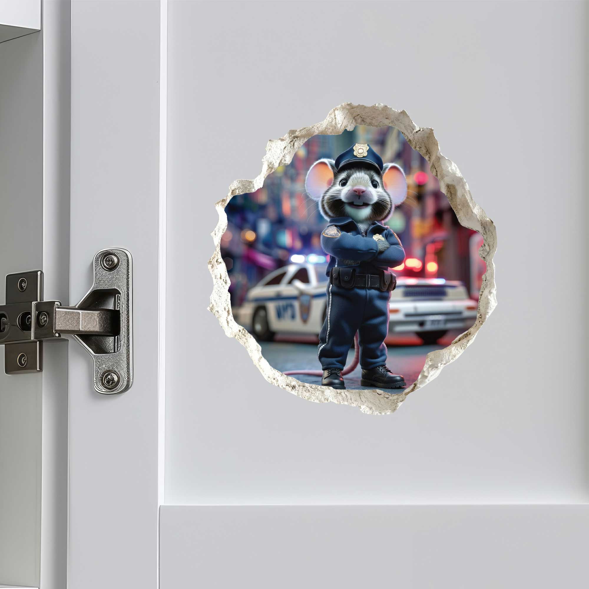 Police Officer Mouse Hole Decal