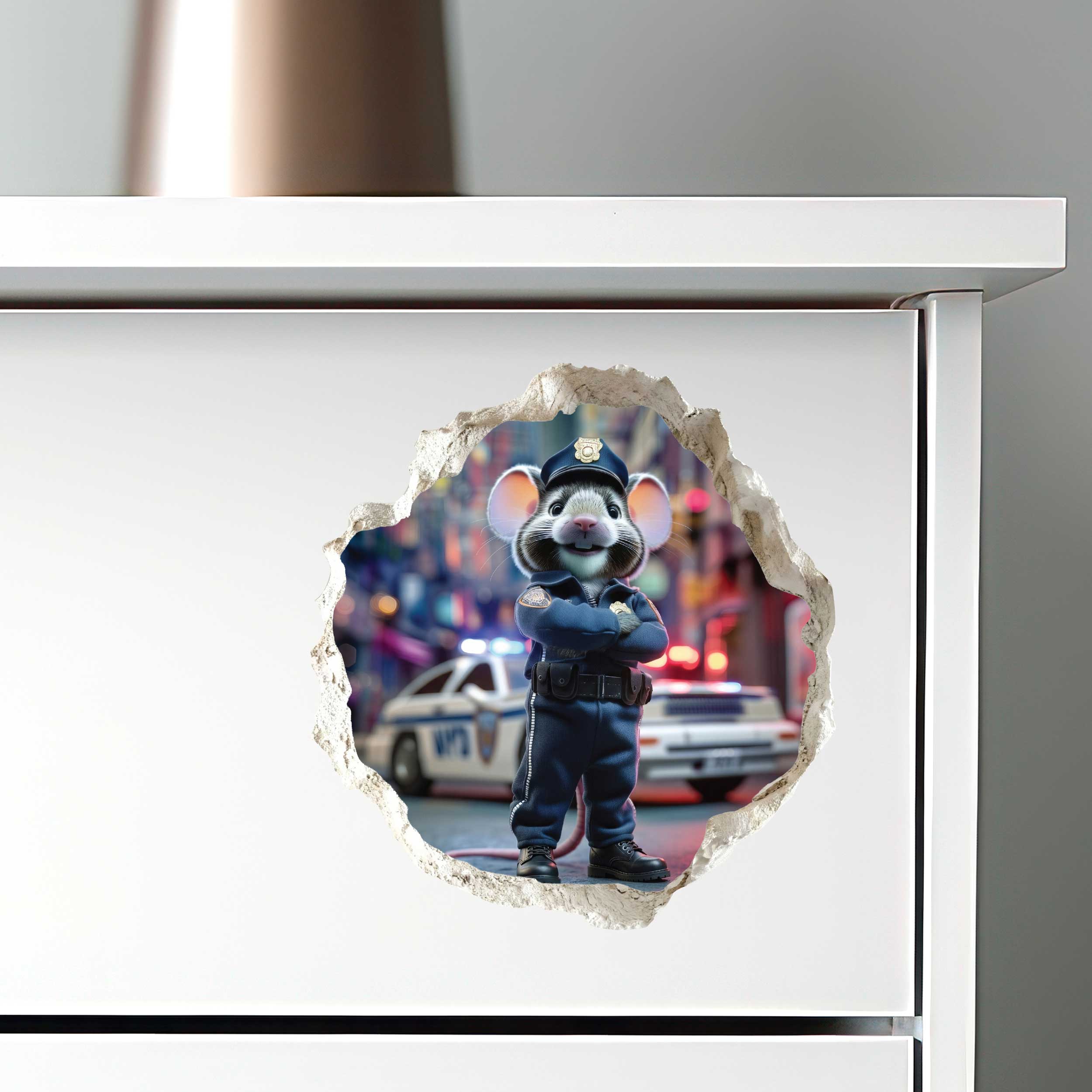 Police Officer Mouse Hole Decal