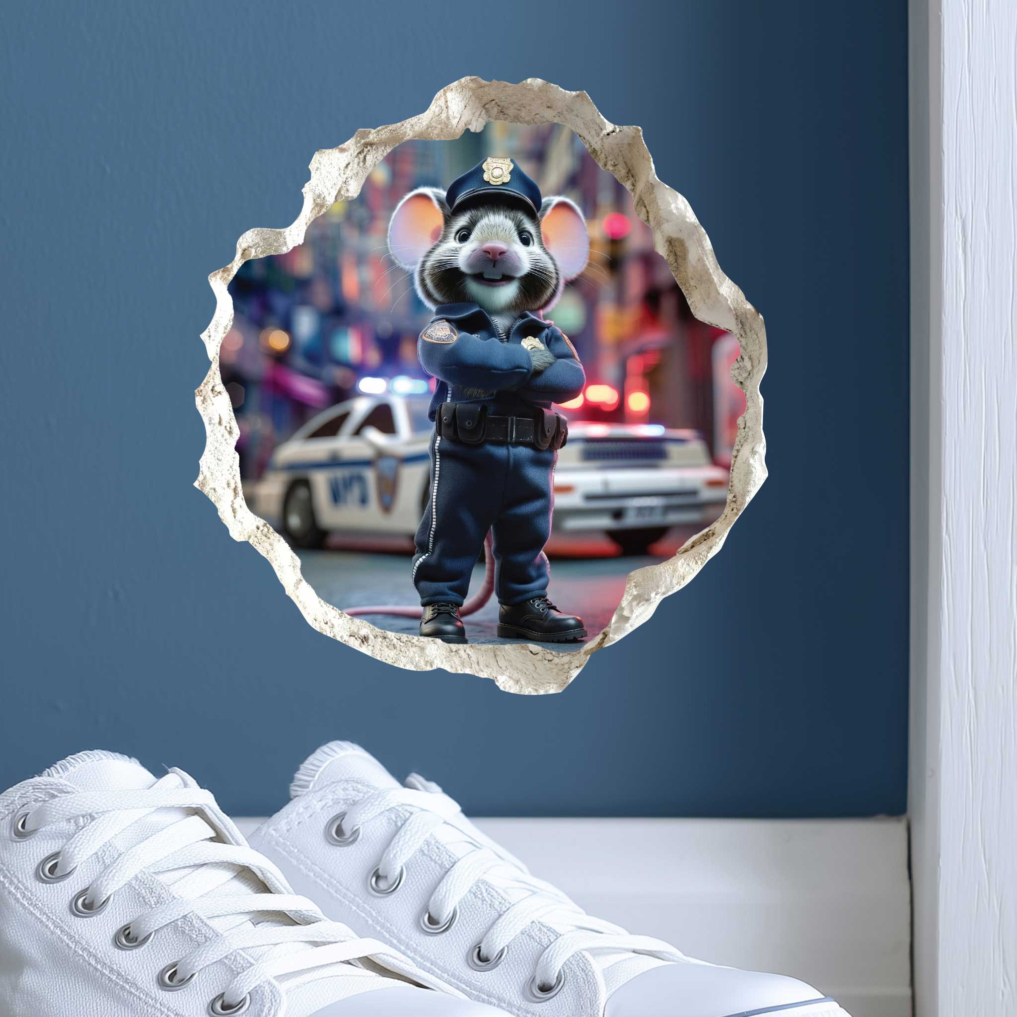 Police Officer Mouse Hole Decal