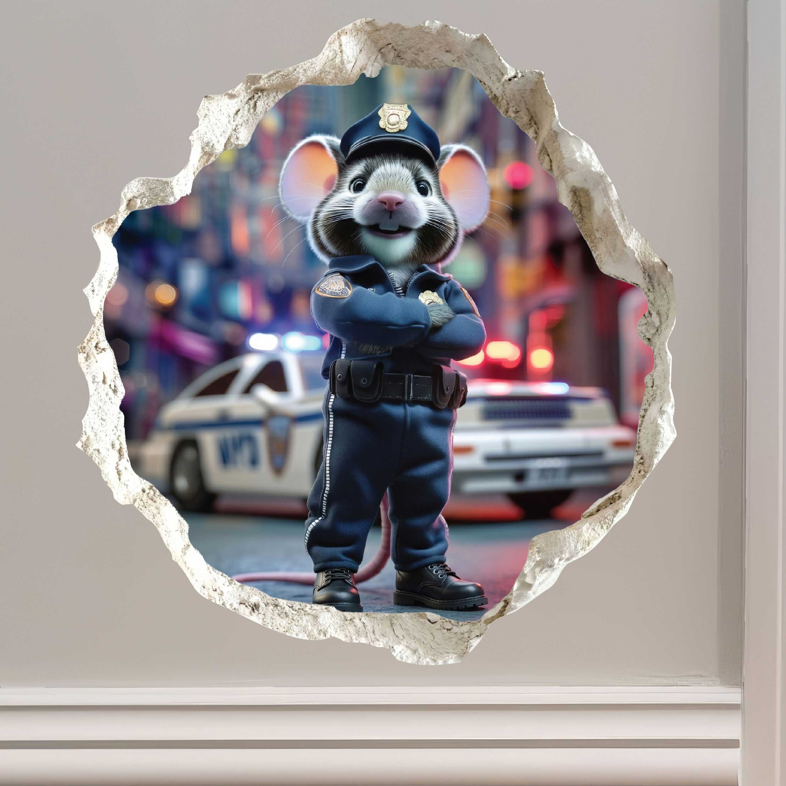 Police Officer Mouse Hole Decal