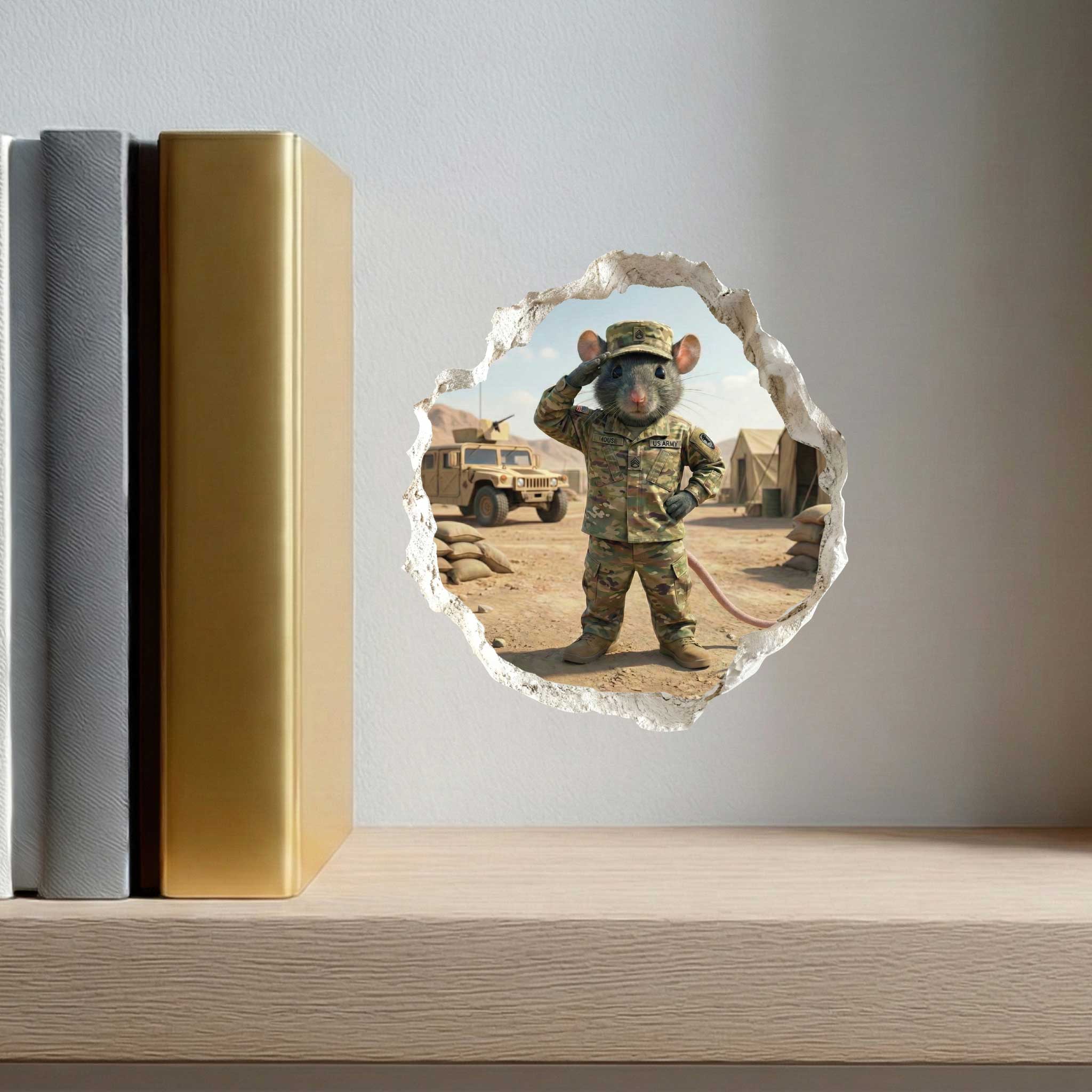 Army Soldier Mouse Hole Decal