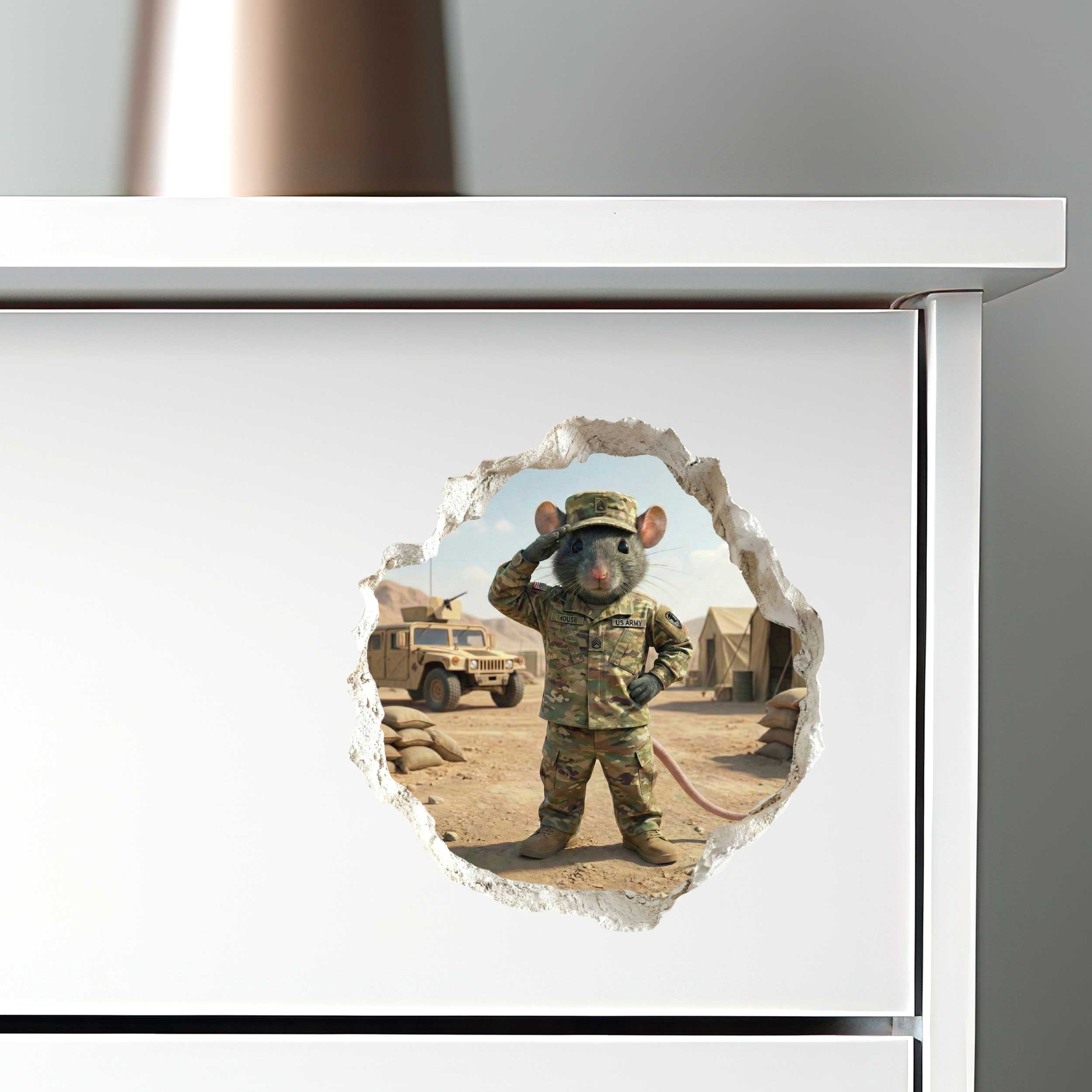Army Soldier Mouse Hole Decal