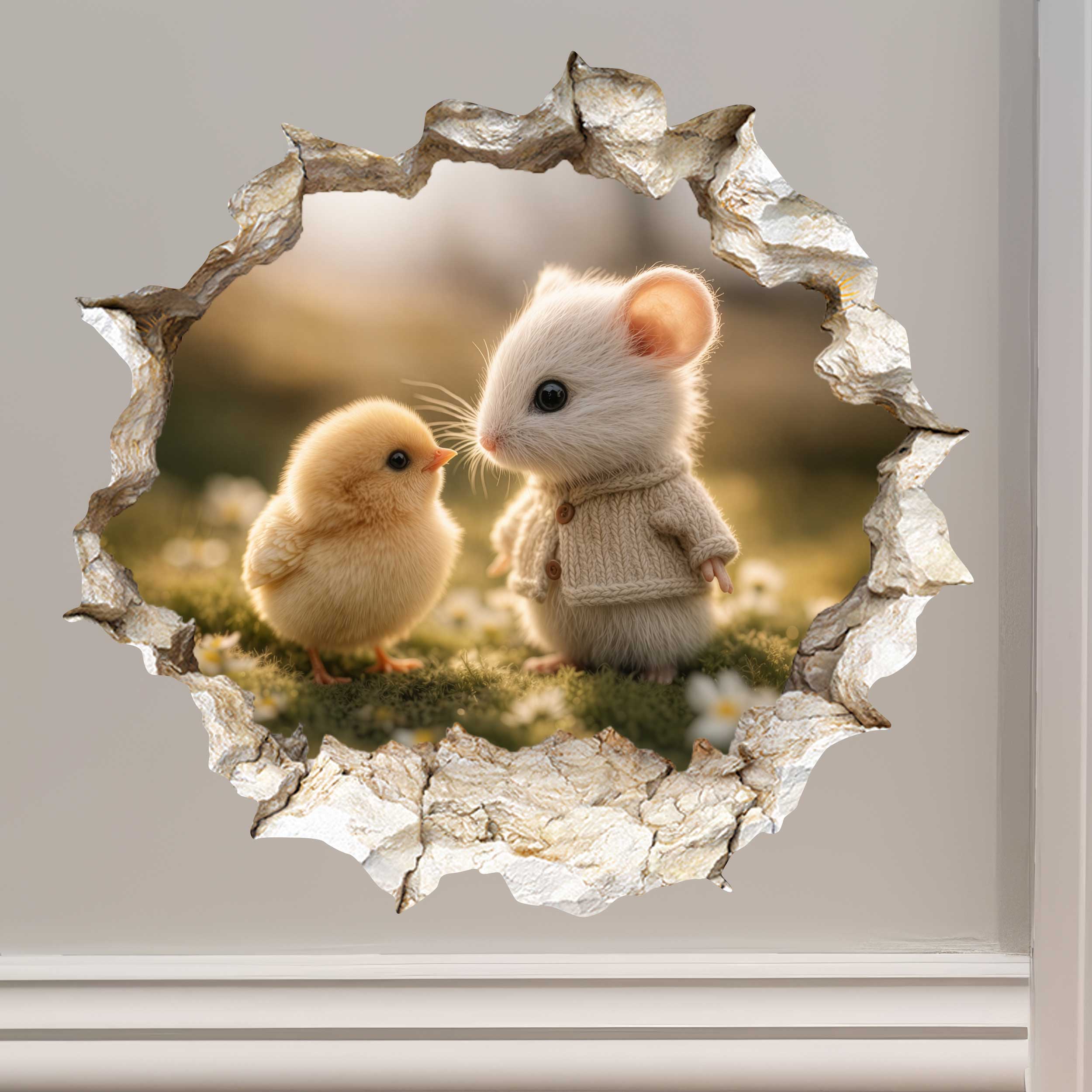 Spring Friends Mouse Hole Decal - Easter Decal