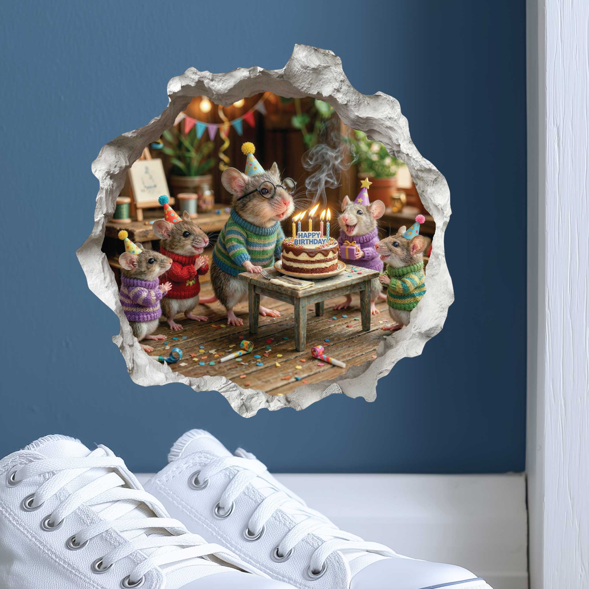 Make a Wish Birthday Mouse Hole Decal