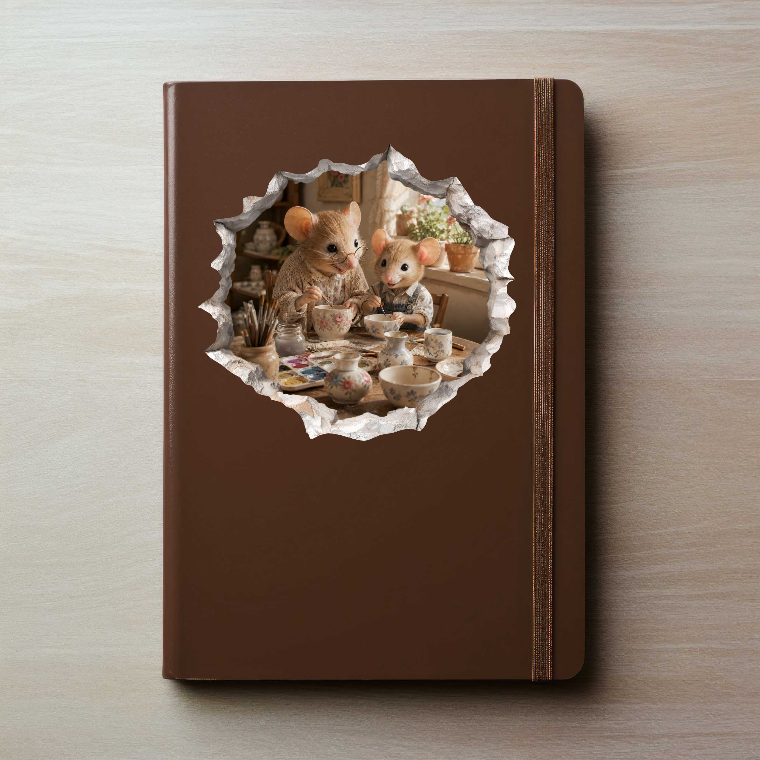 Grandma and Grandchild Craft Time Mouse Hole Decal