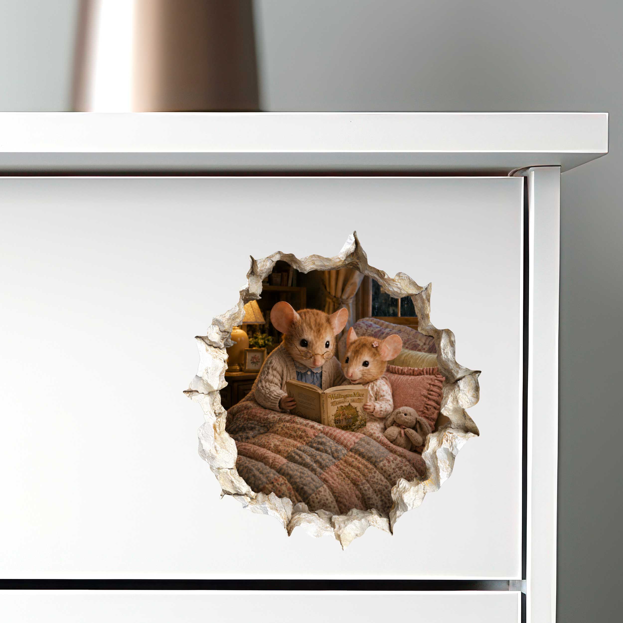 Granddaughter and Grandma Bedtime Story Mouse Hole Decal