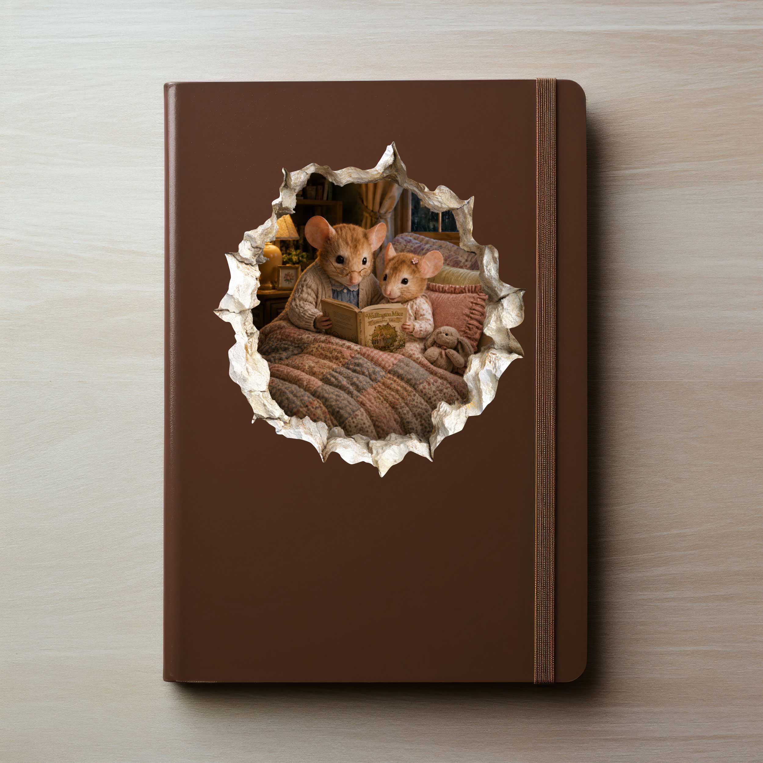 Granddaughter and Grandma Bedtime Story Mouse Hole Decal