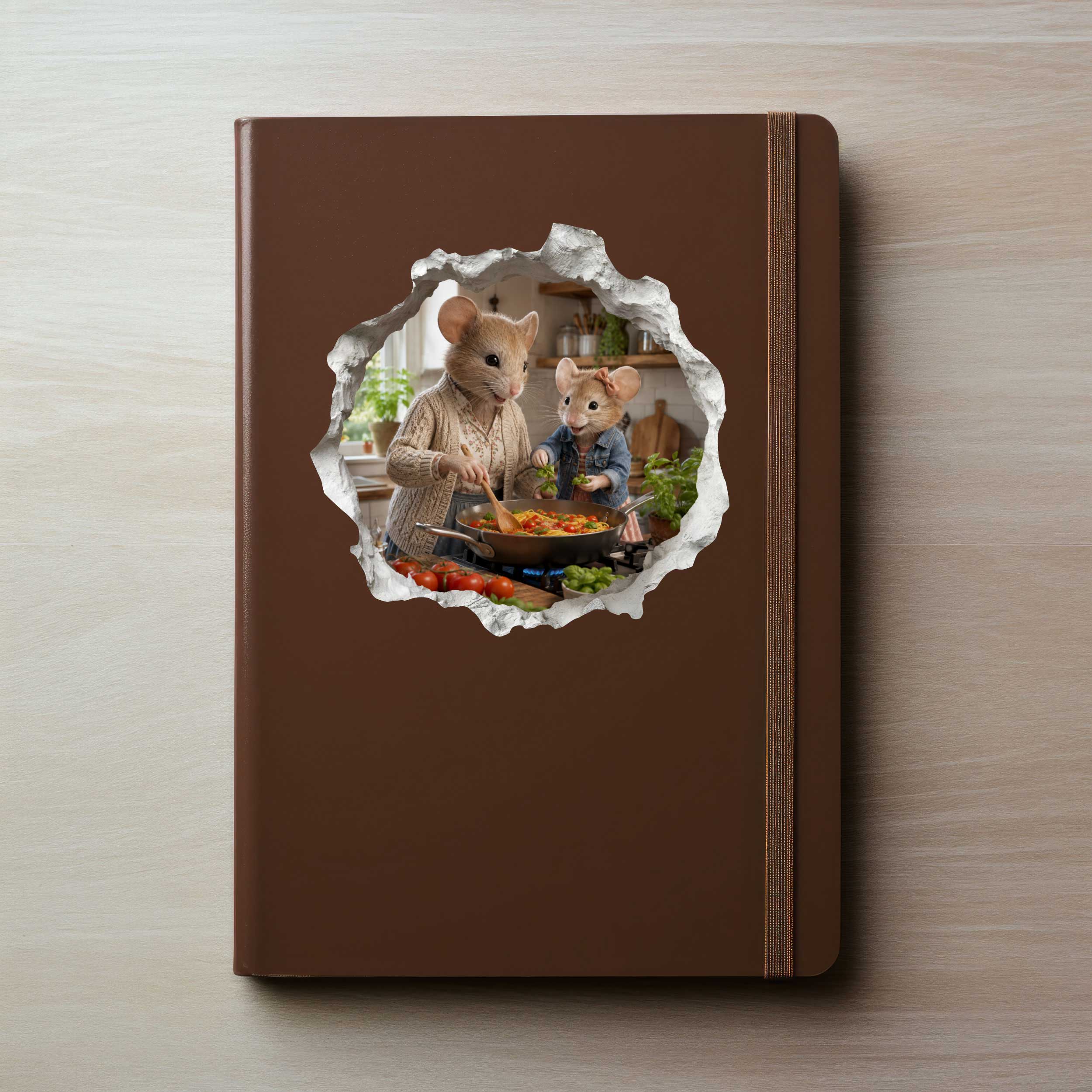 Granddaughter and Grandma Pasta Night Mouse Hole Decal
