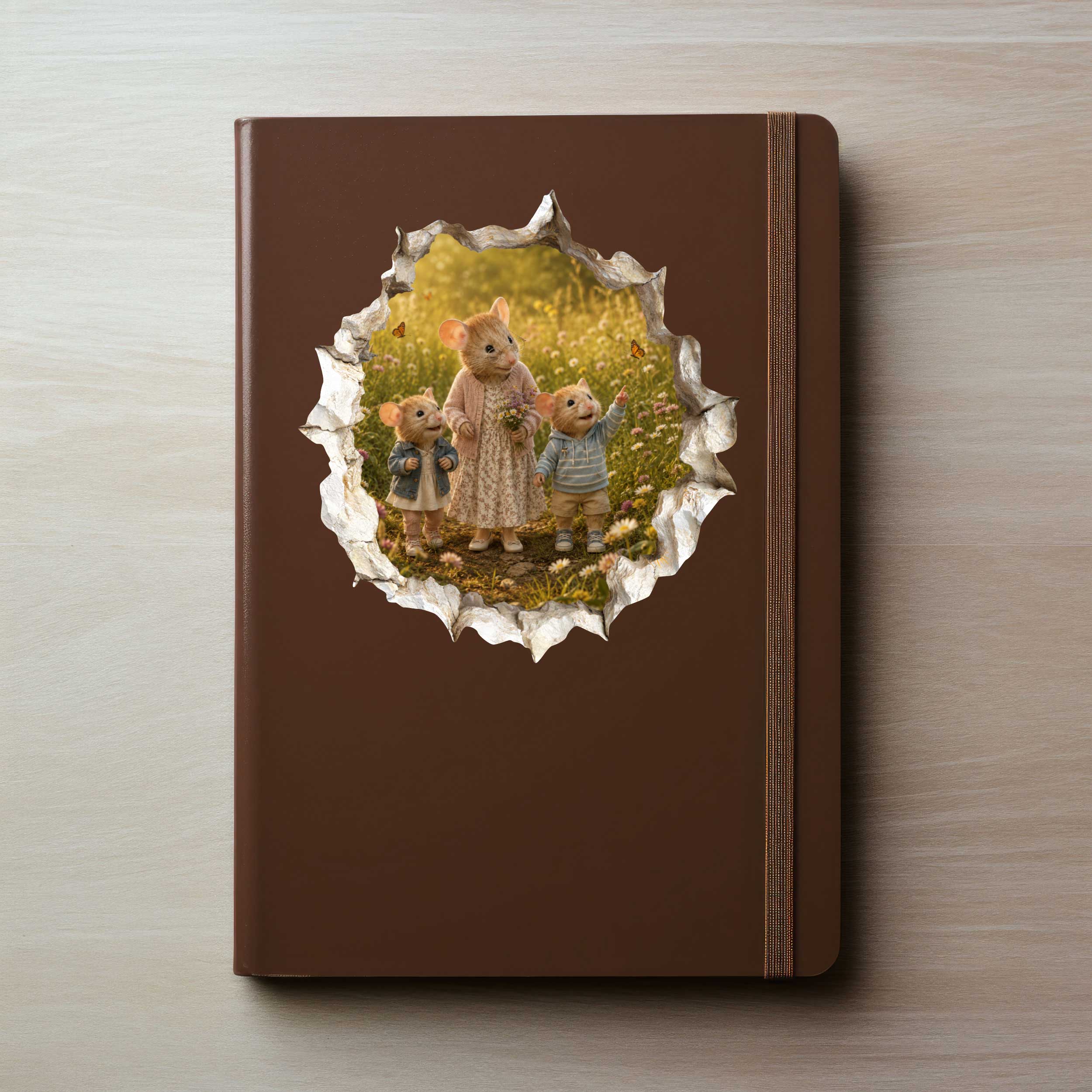Grandkids and Grandma Nature Walk Mouse Hole Decal