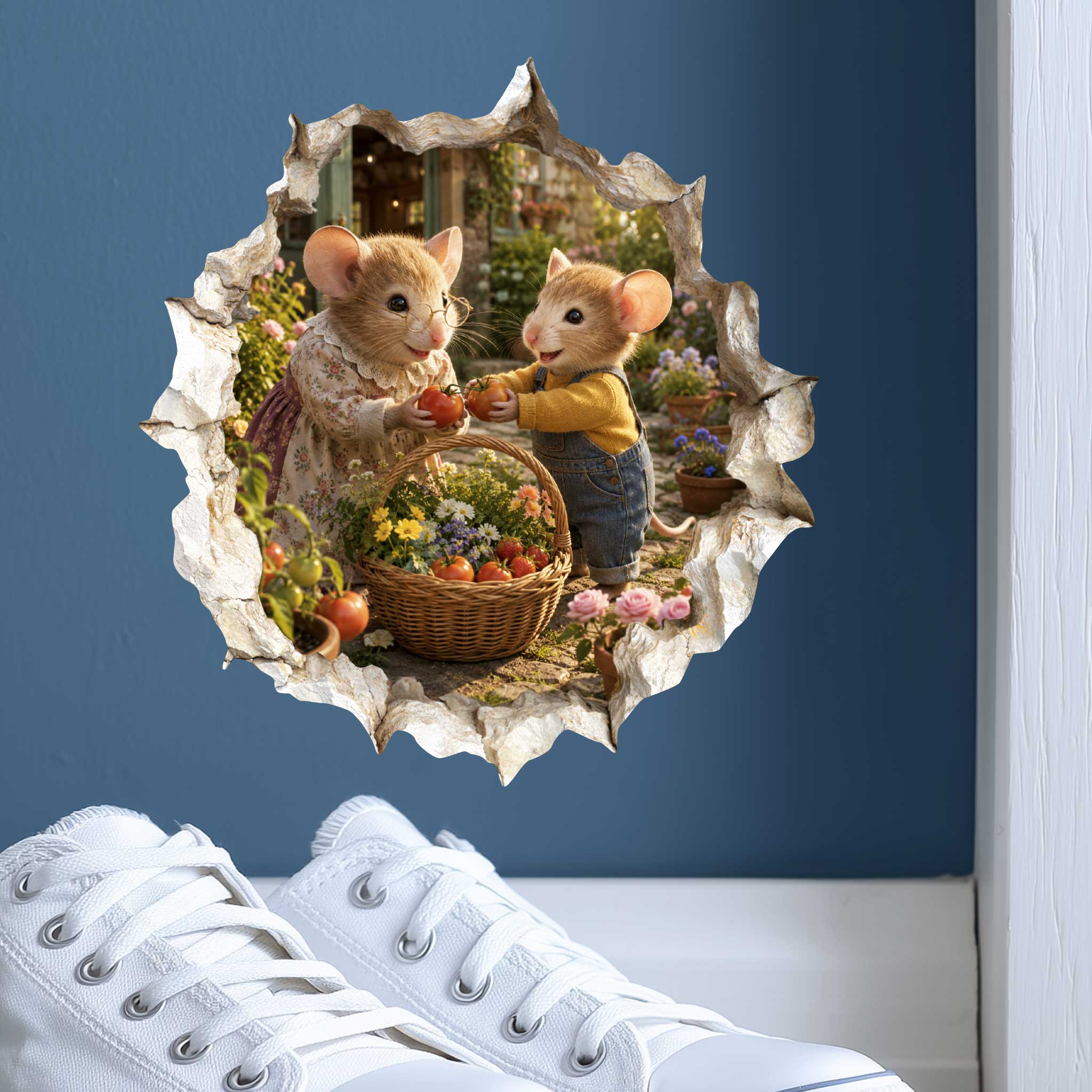 Grandson and Grandma Garden Harvest Mouse Hole Decal