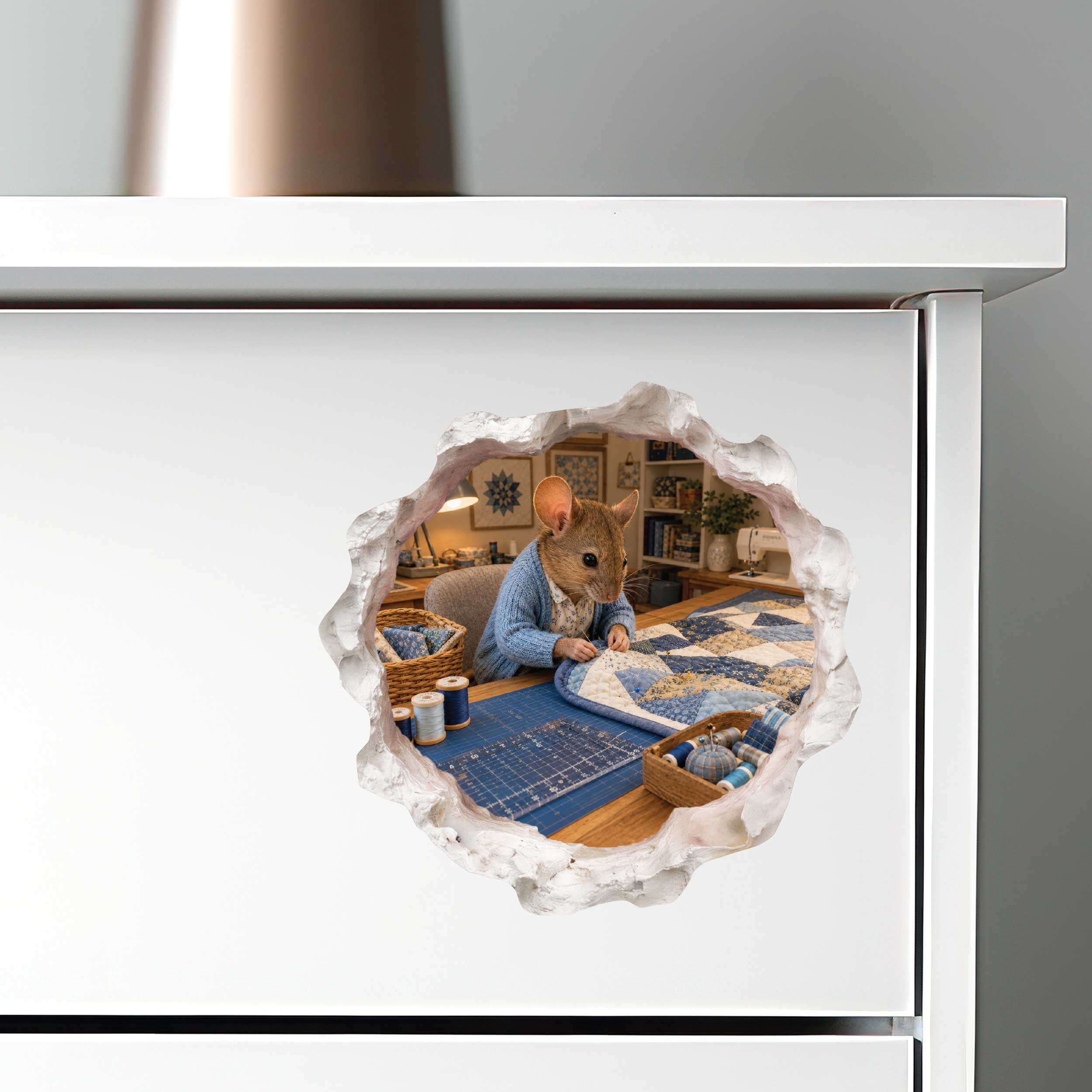 Quilting Quilter Mouse Hole Decal