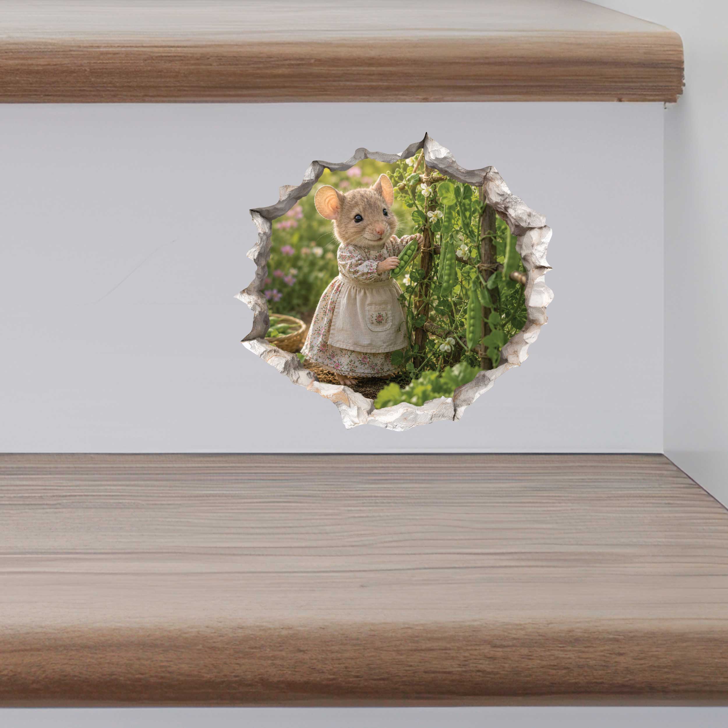Sweet Pea Garden Girl Mouse Hole Decal