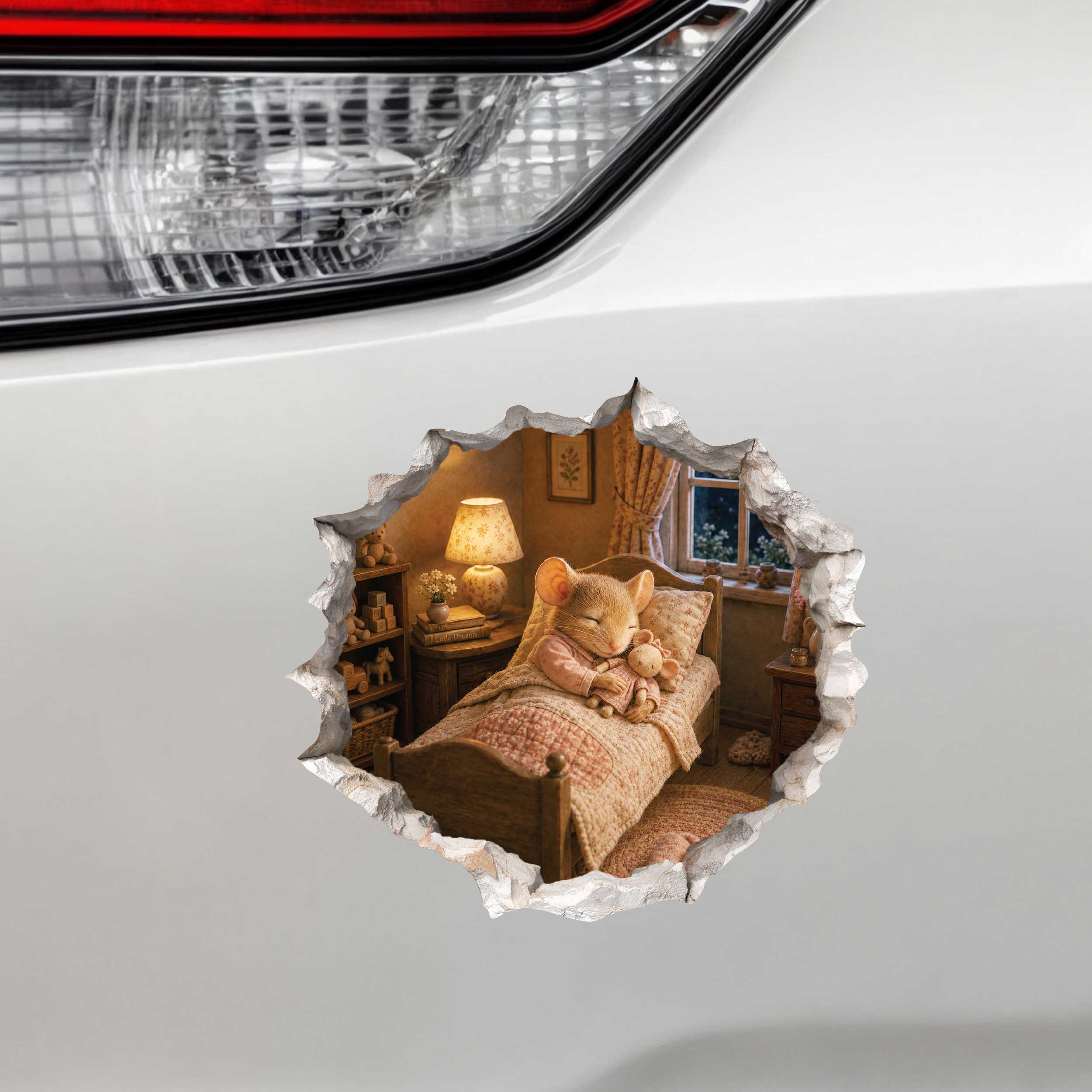 Sleeping Girl Mouse Hole Decal