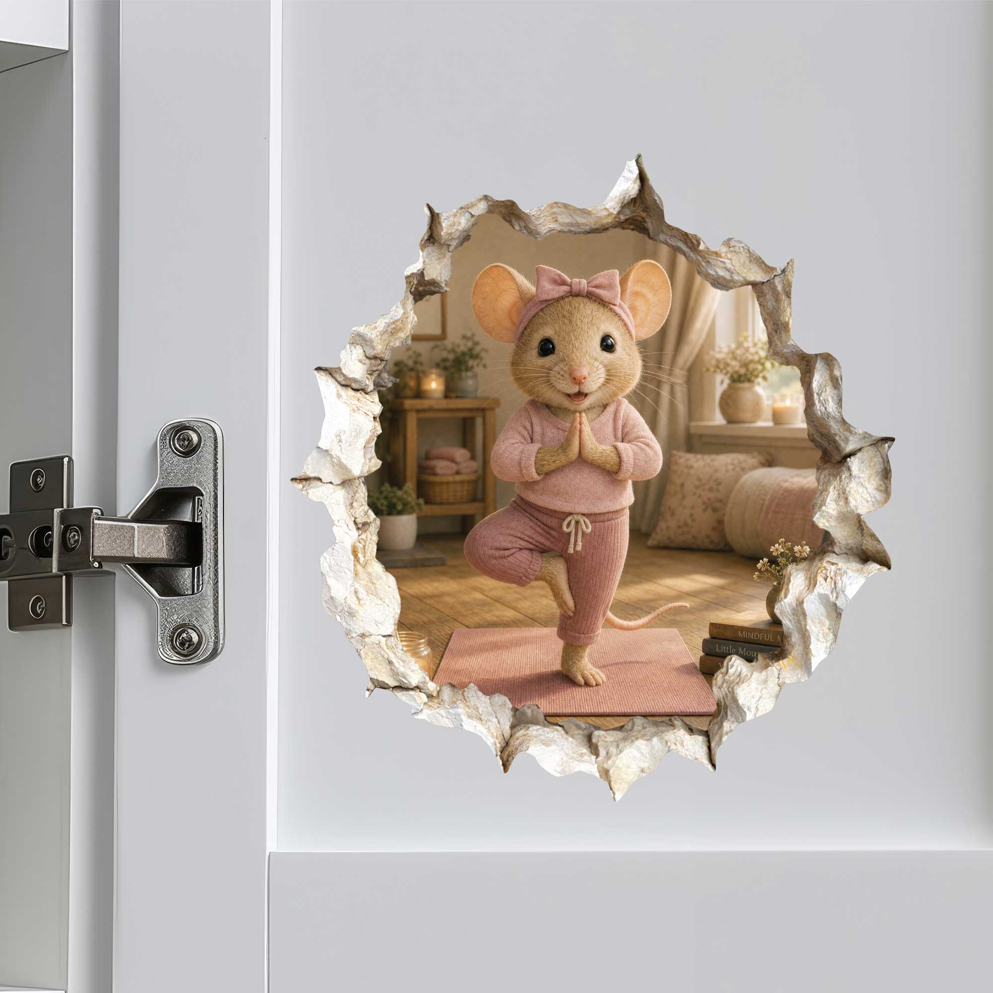 Yoga Girl Mouse Hole Decal