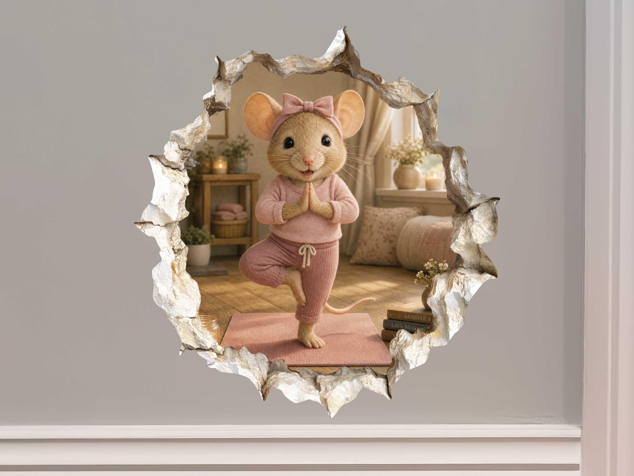Yoga Girl Mouse Hole Decal
