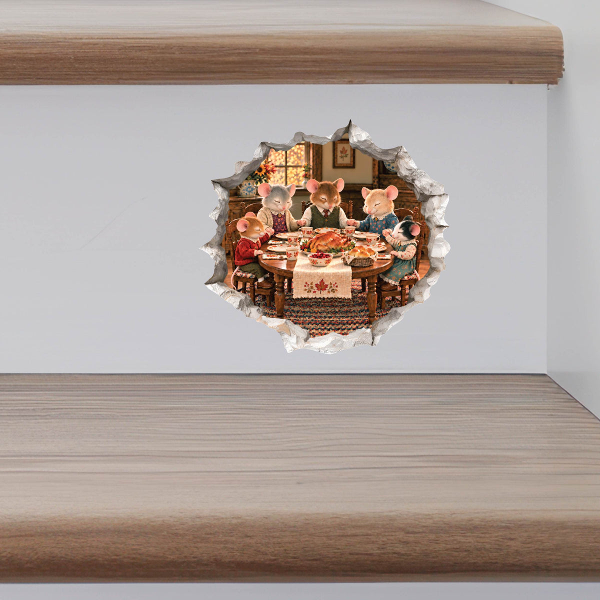Thanksgiving Blessings Mouse Hole Wall Decal