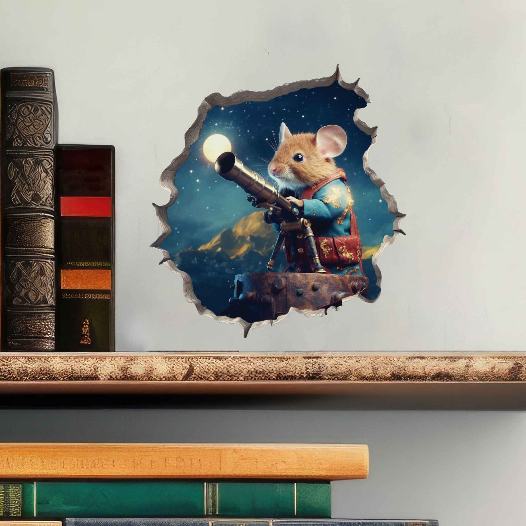 Astronomer Mouse Hole Decal - My Wonderful Walls