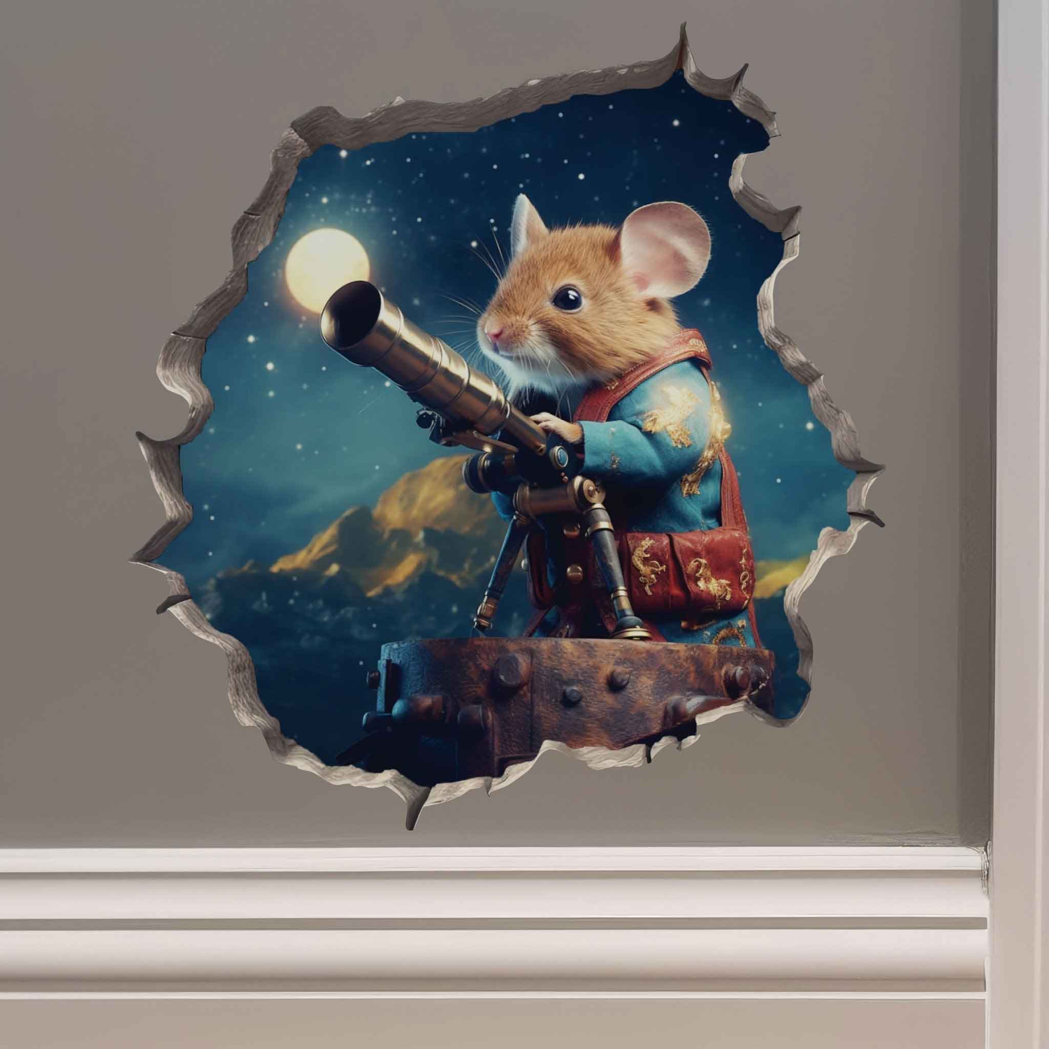 Astronomer Mouse Hole Decal - My Wonderful Walls
