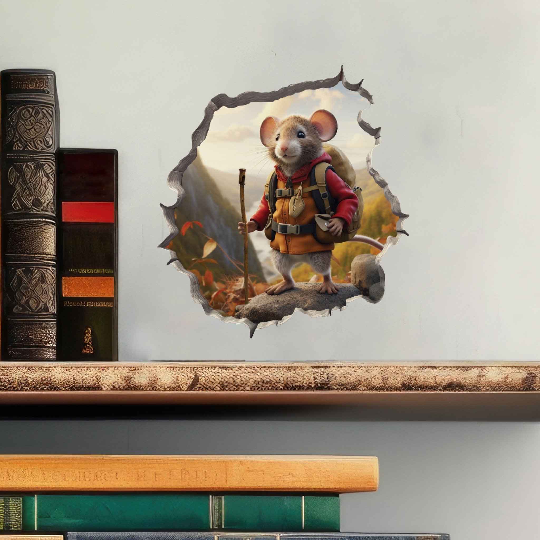 Autumn Hiker Mouse Hole Decal - My Wonderful Walls