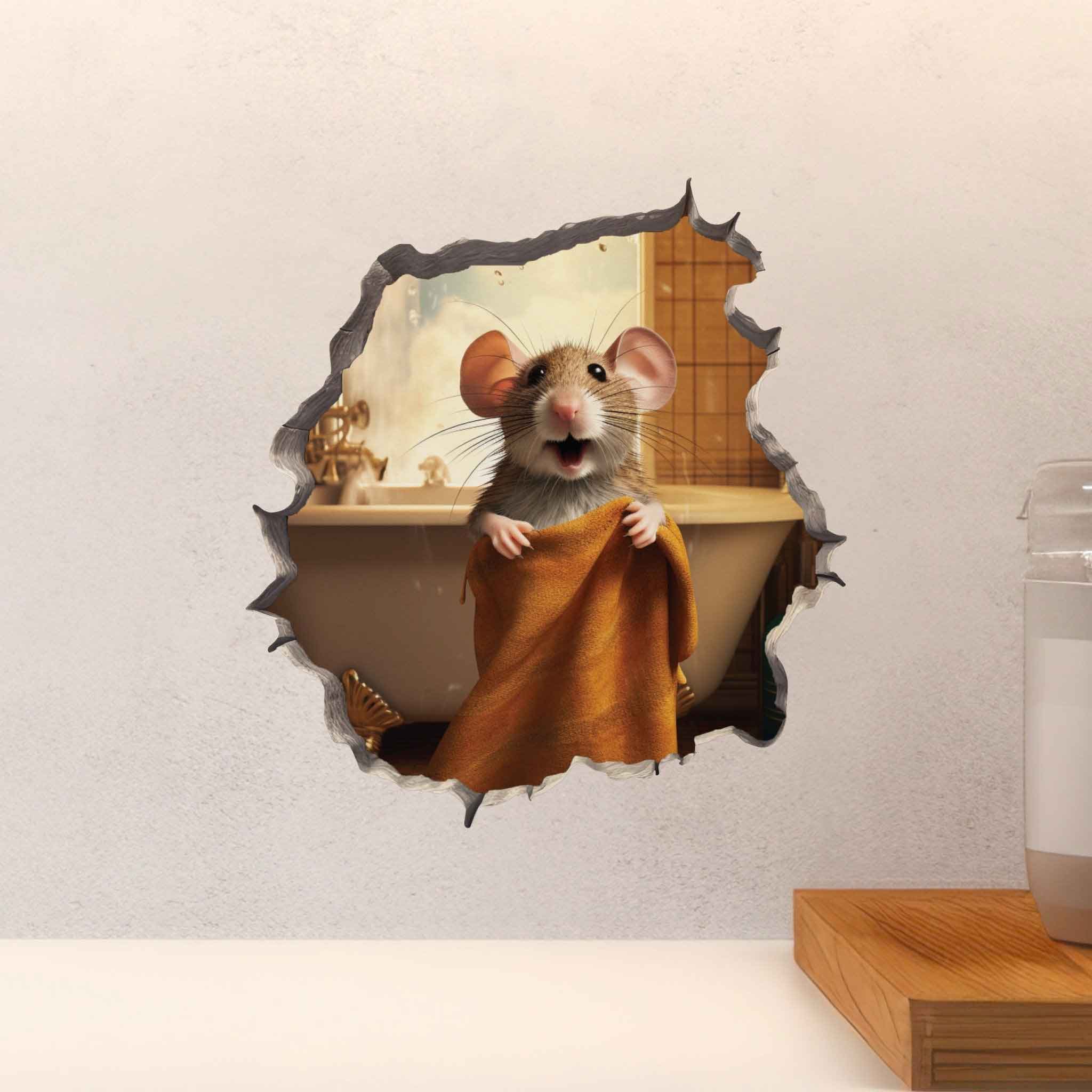 Bathroom Towel Mouse Hole Decal - My Wonderful Walls