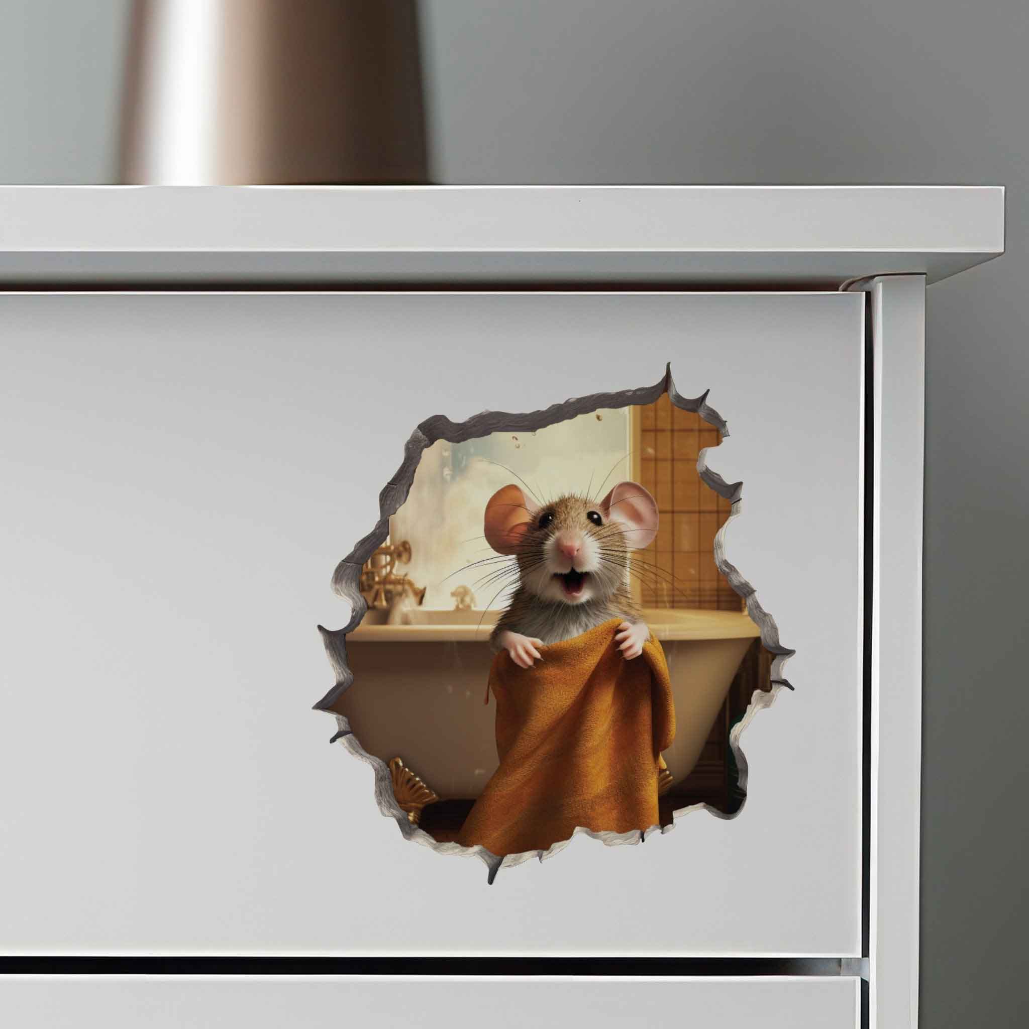 Bathroom Towel Mouse Hole Decal - My Wonderful Walls
