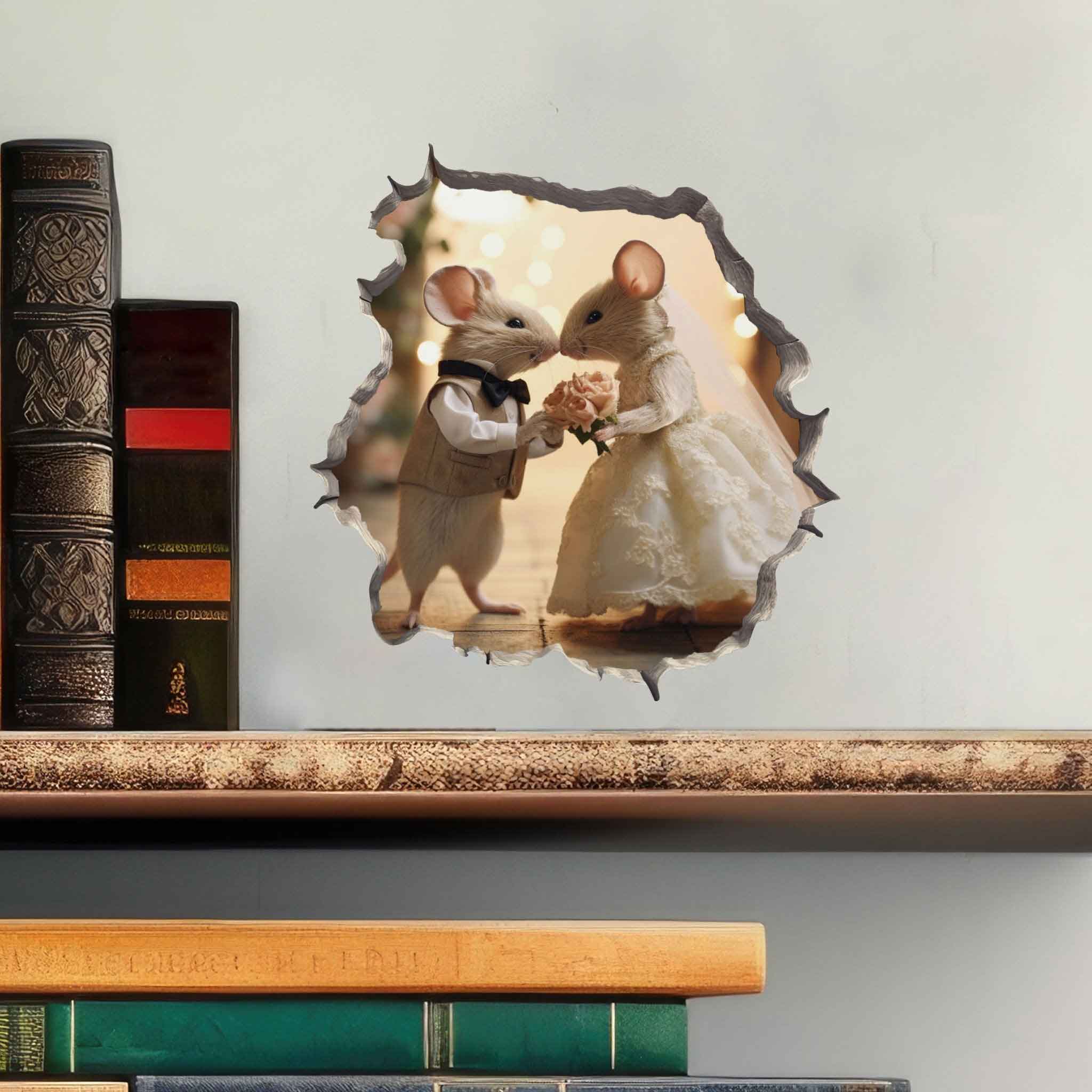 Bride and Groom Marriage Mouse Hole Decal - My Wonderful Walls