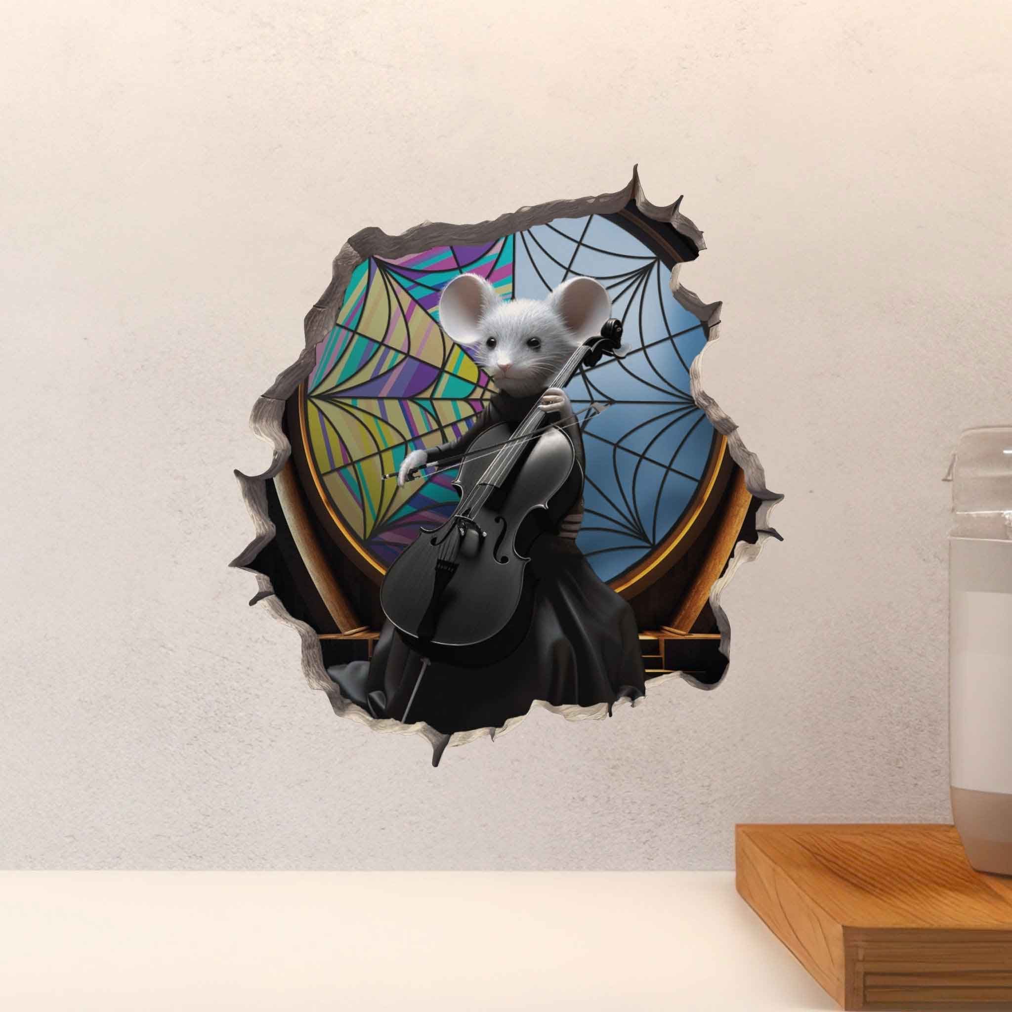 Cello Wednesday Mouse Hole Decal - My Wonderful Walls