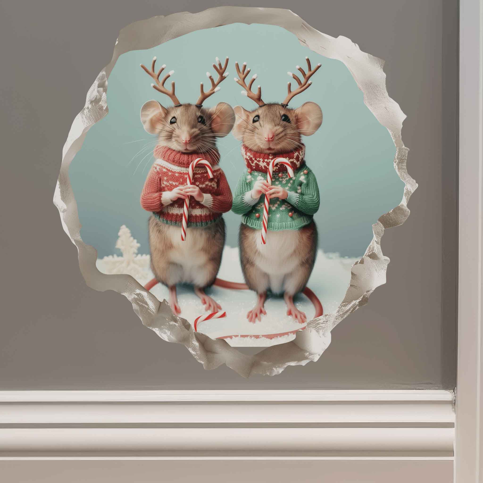 Christmas Jackalope Mouse Hole Decal - My Wonderful Walls