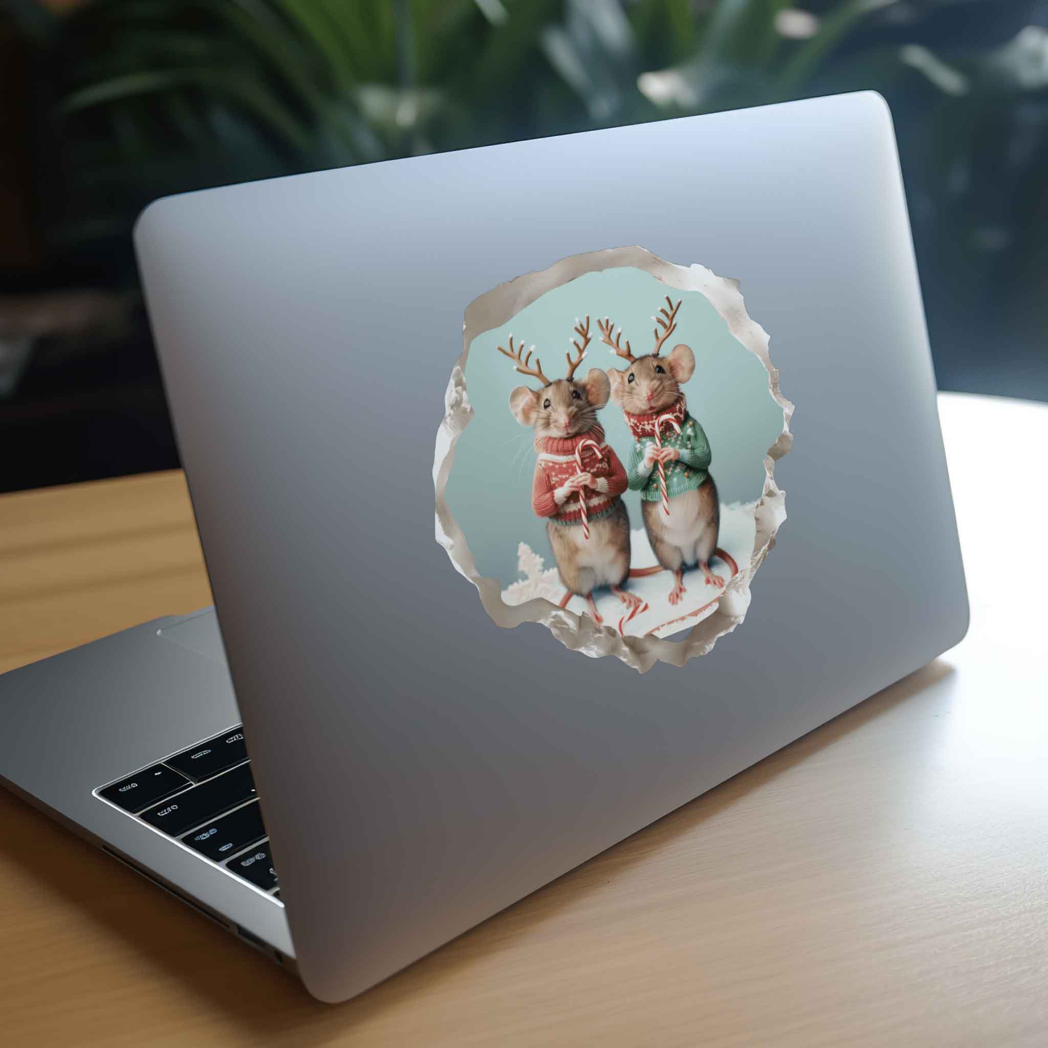 Christmas Jackalope Mouse Hole Decal - My Wonderful Walls