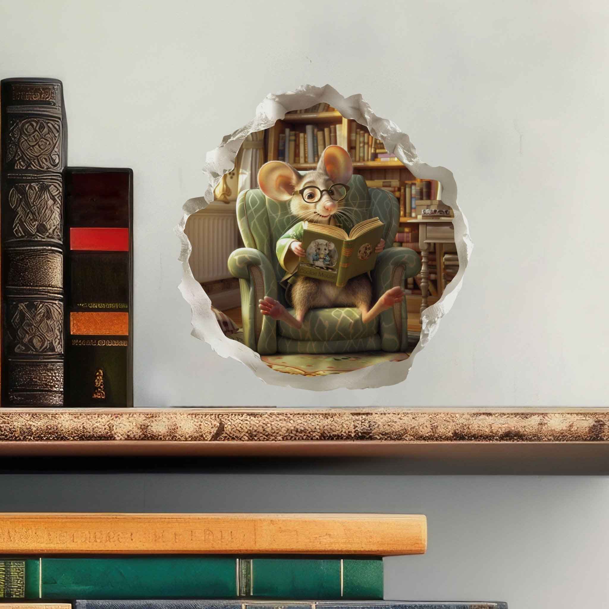 Cozy Reading Mouse Hole Decal - My Wonderful Walls