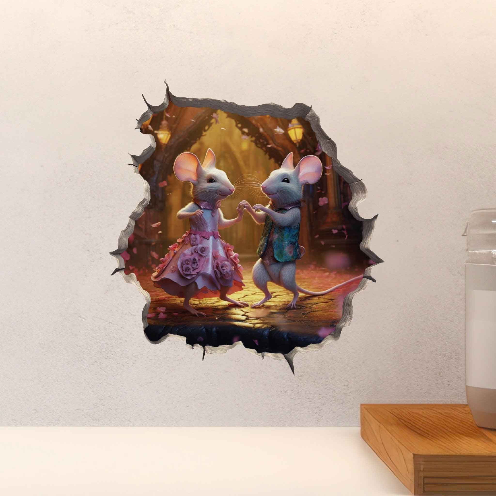 Dancing Couple Mouse Hole Decal - My Wonderful Walls
